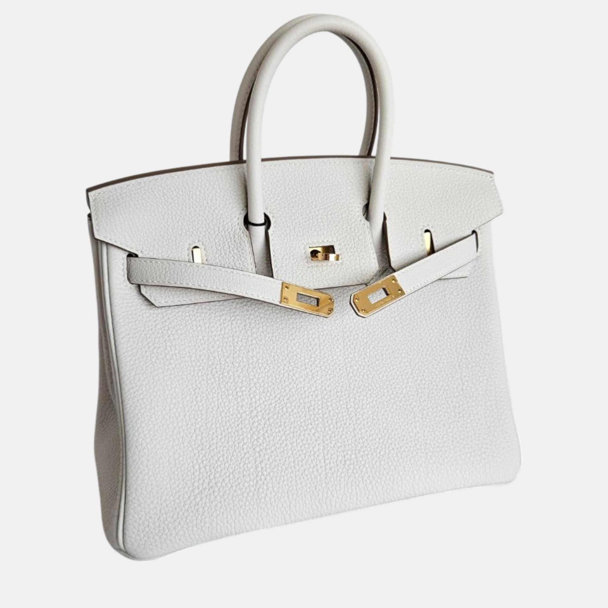 Hermes Birkin 25 Gris Pale in Togo leather with GHW bag 