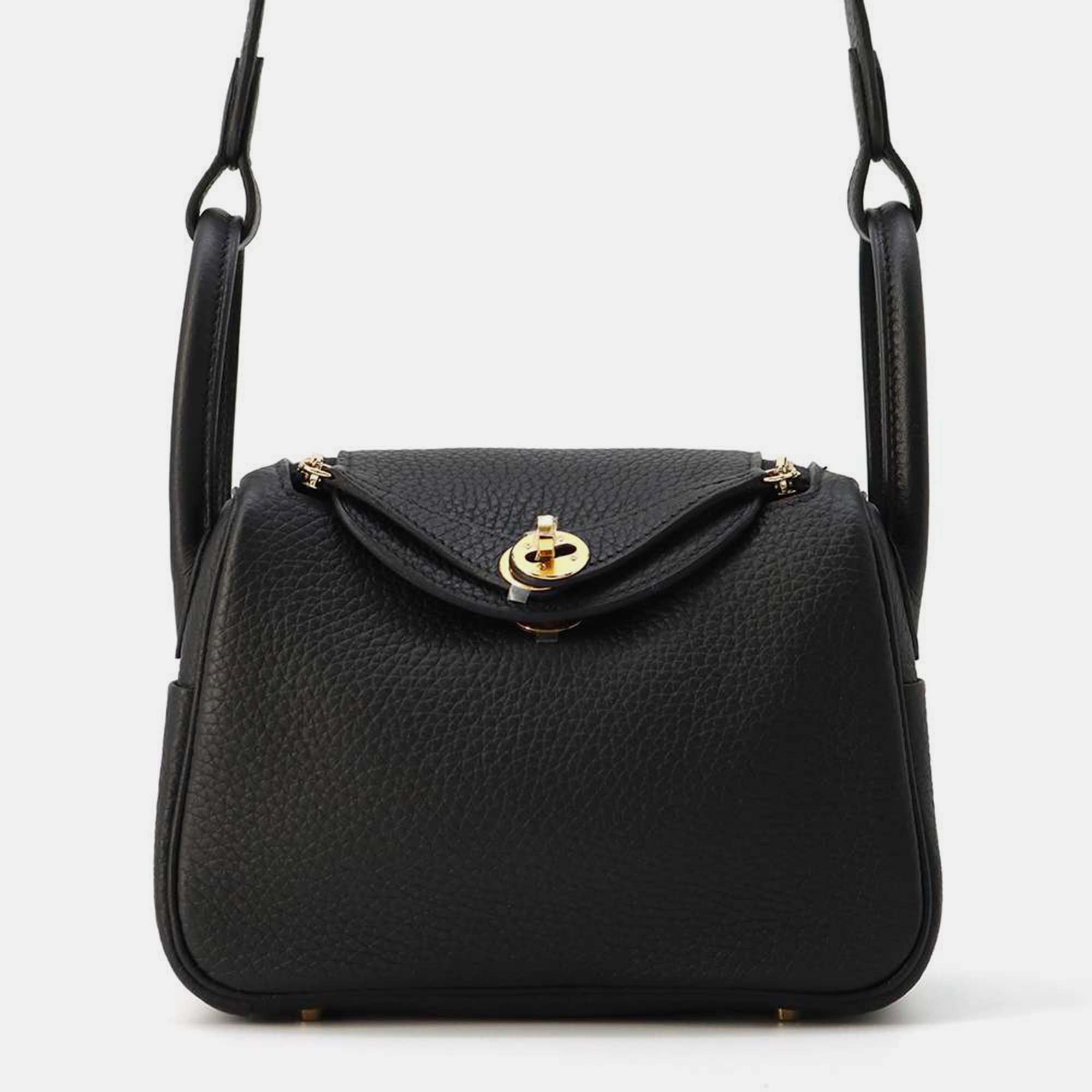 

Hermes Black Taurillon Clemence Mini Size Lindy Bag