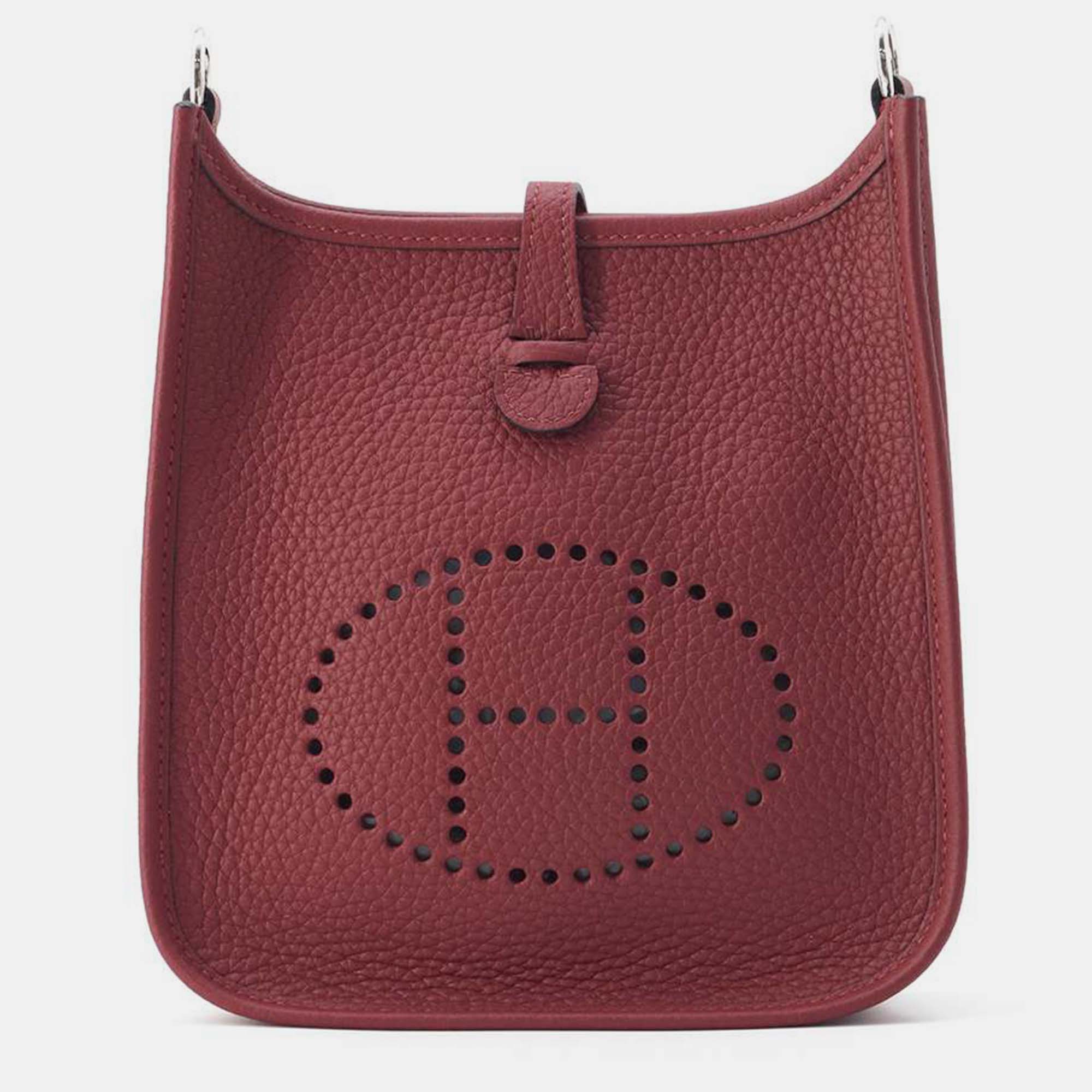 

Hermes Rouge H Taurillon Clemence Evelyne Amazon Flipper Ball Bag TPM, Red