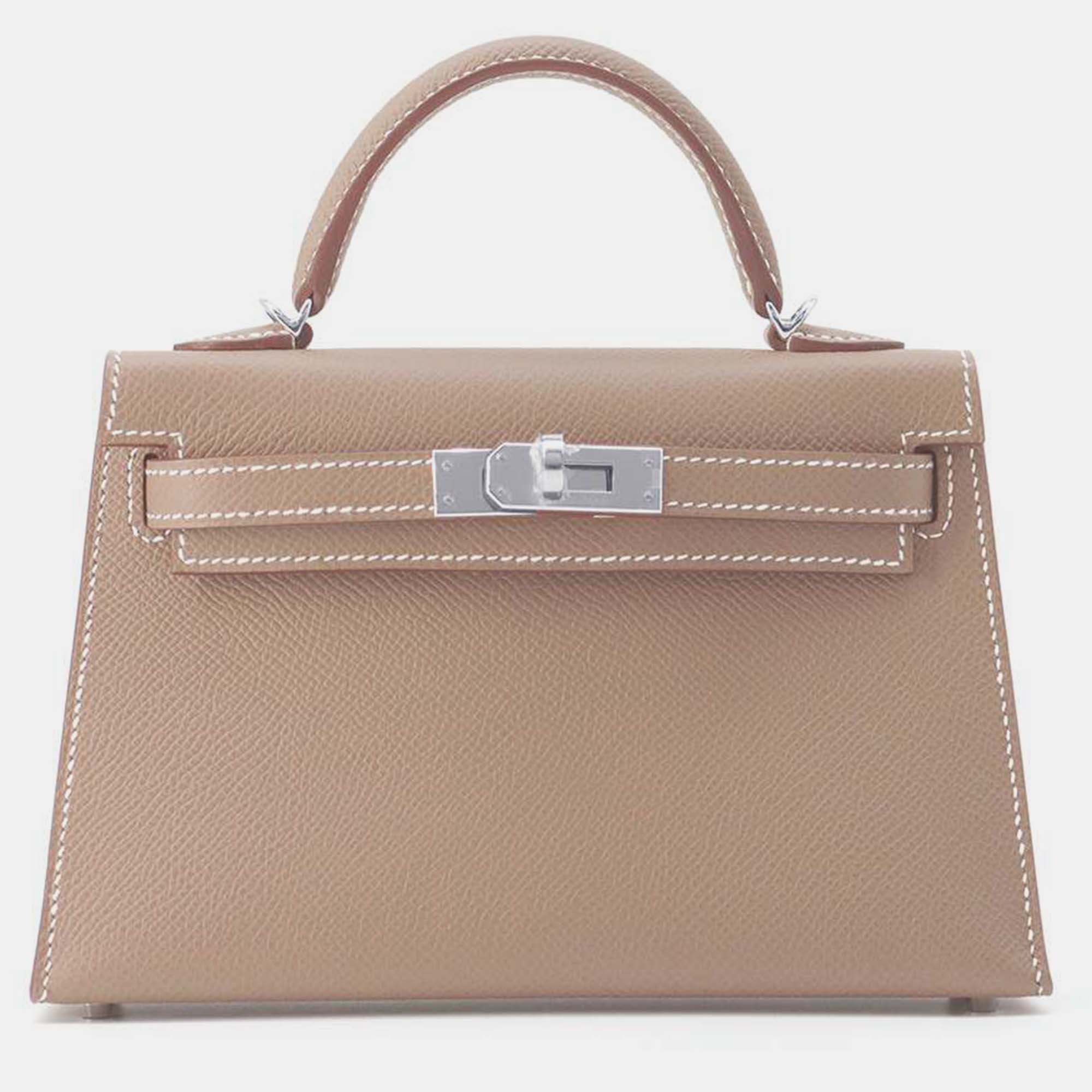 

Hermes Etoupe Epsom Mini Kelly Do Bag, Brown