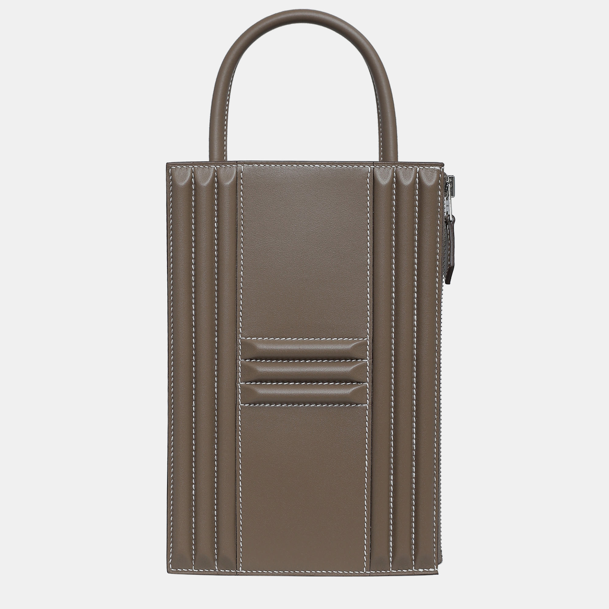 

Hermes Etoupe Tadelakt Leather H Cadena Lock Bag, Brown