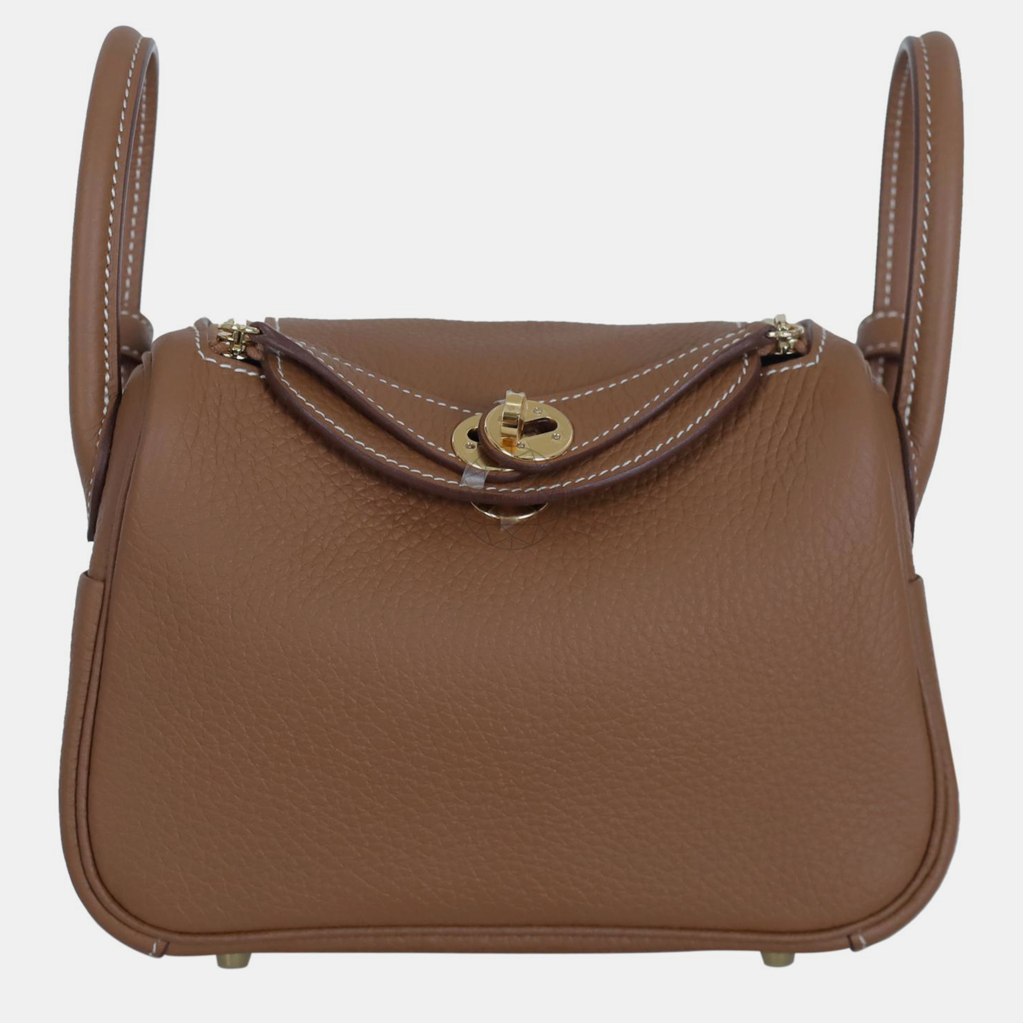 Pre-owned Hermes Gold Clemence Leather Mini Lindy Bag