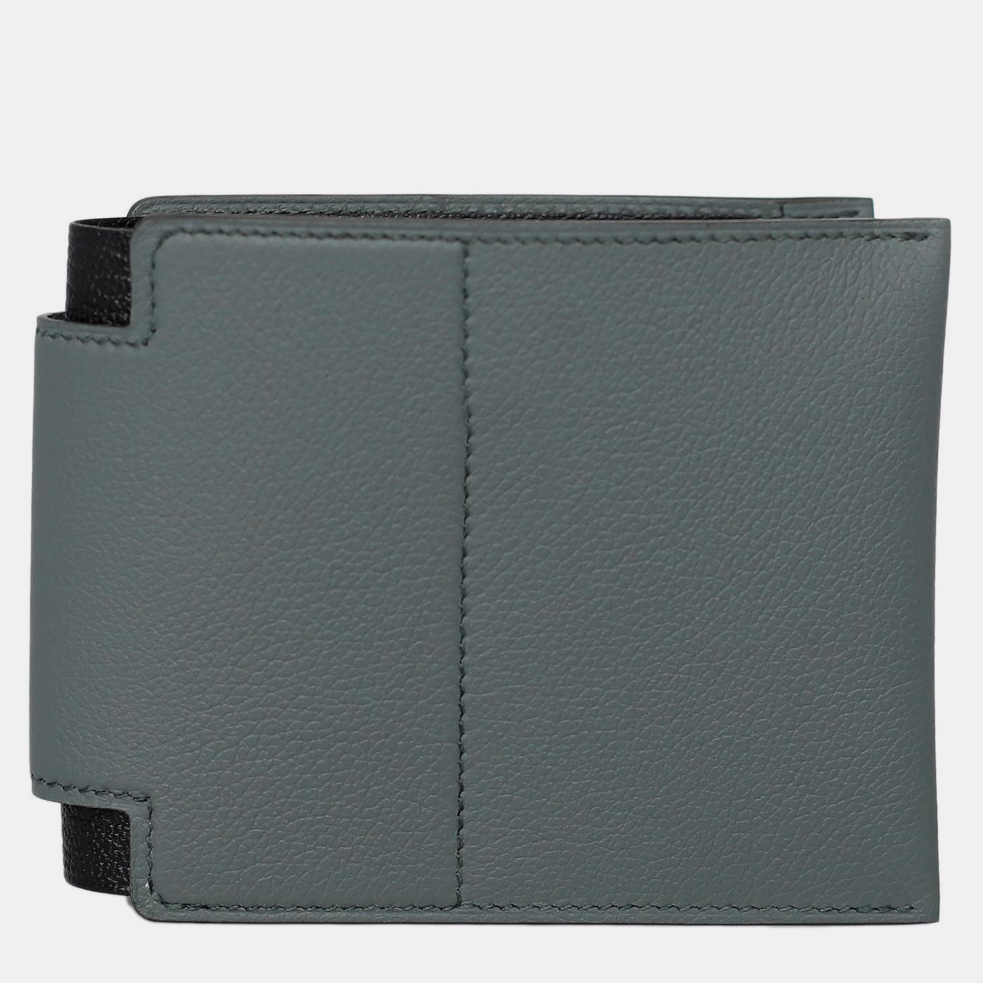 

Hermes Vert Amande / Noir Open 24 Compact Wallet, Black