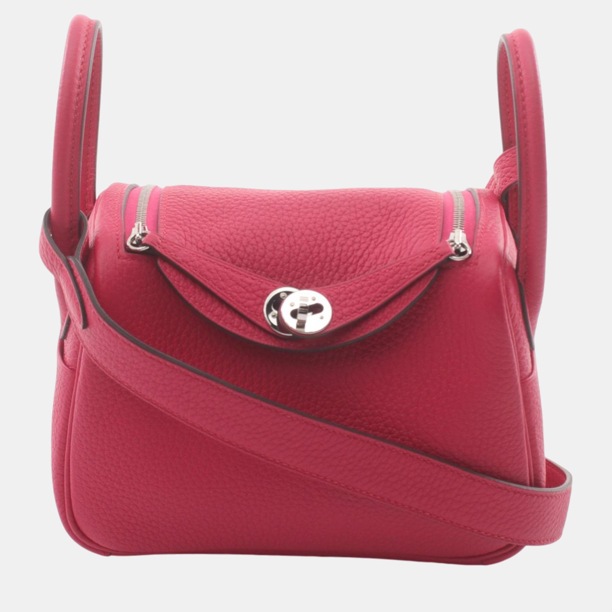 

Hermes Pink Leather Lindy Mini Shoulder Bag