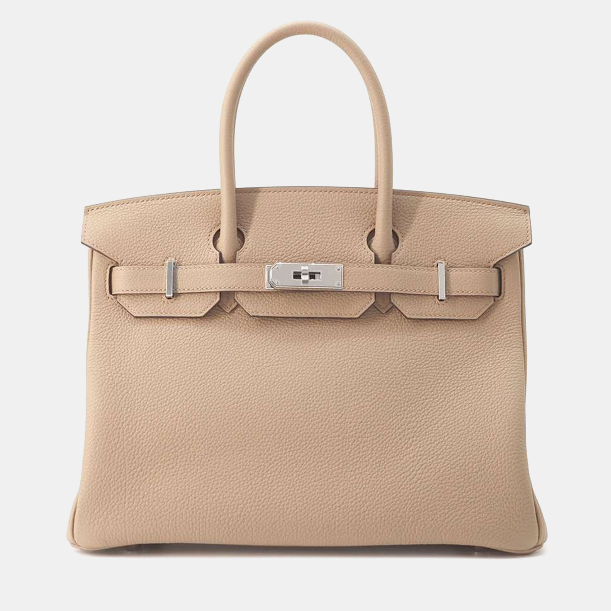 Pre-owned Hermes Beige Marfa Togo Leather Birkin Bag Size 30