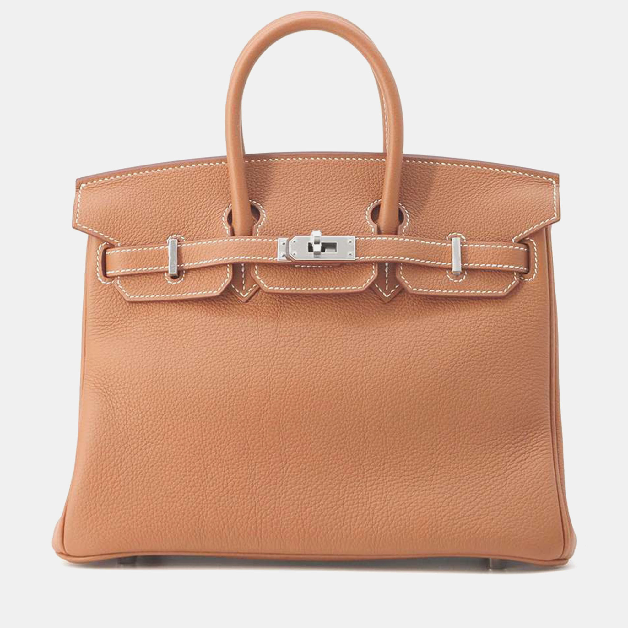 Pre-owned Hermes Gold Togo Leather Birkin Bag Size 25 In Brown