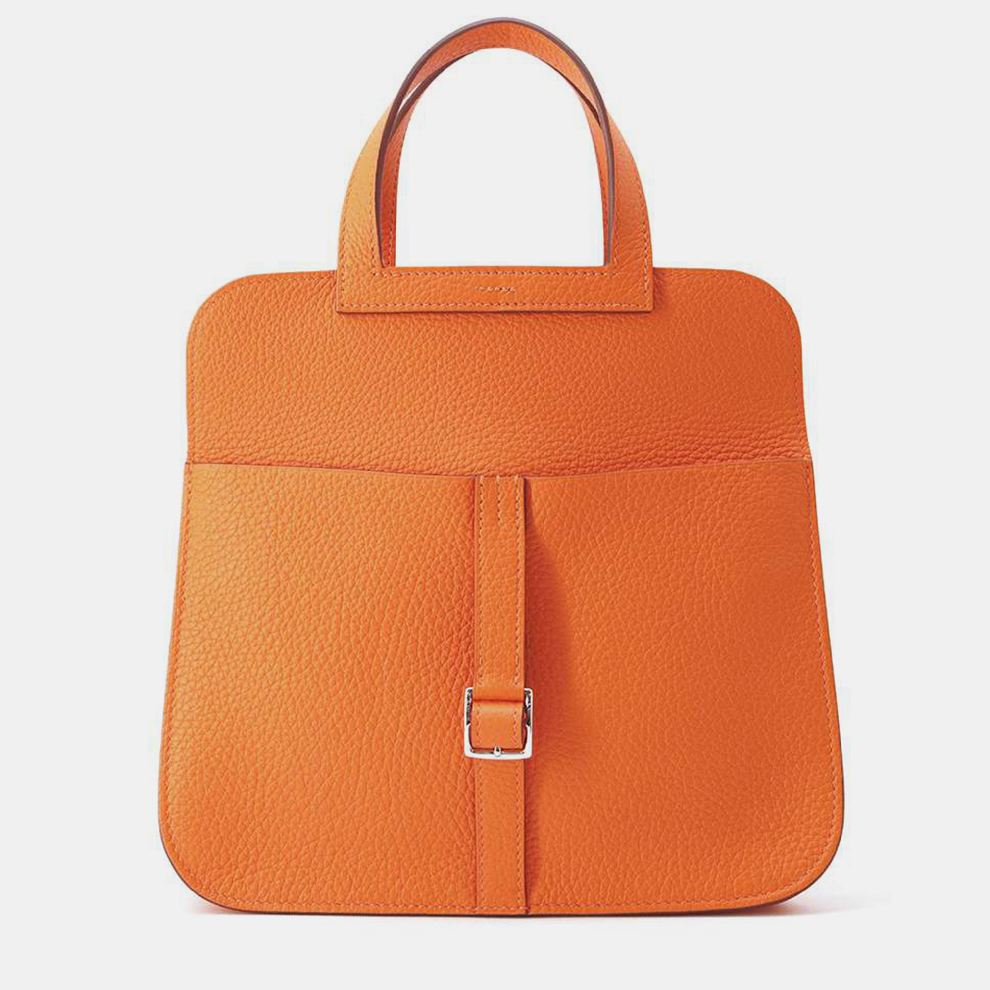 Pre-owned Hermes Orange Miniature Taurillon Clemence Halzan Bag Size 25