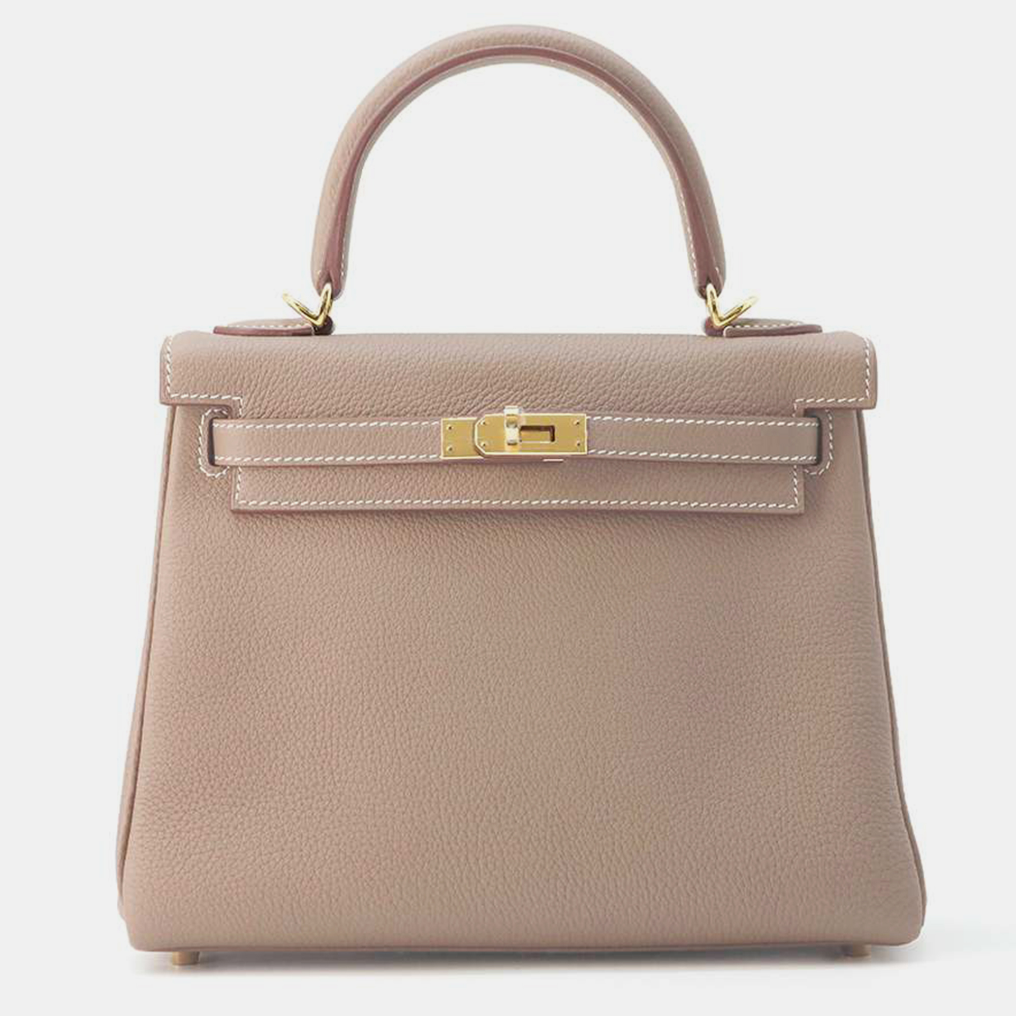 Pre-owned Hermes Retourne Etoupe Togo Leather Kelly Bag Size 25 In Brown