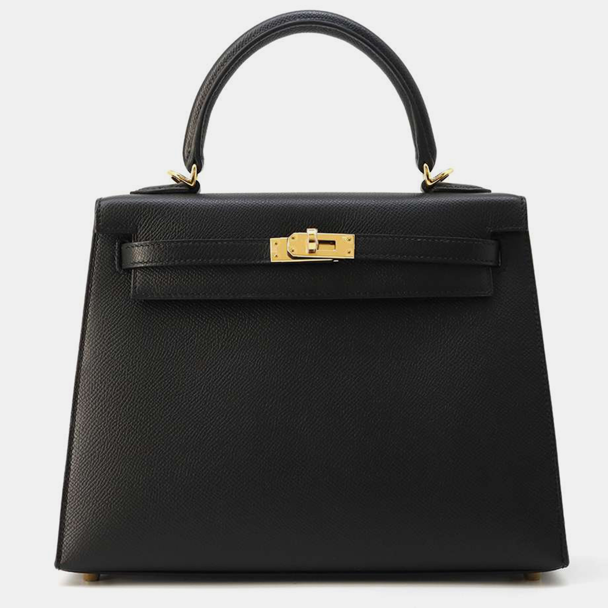 Pre-owned Hermes Black Epsom Kelly Sellier Bag Size 25