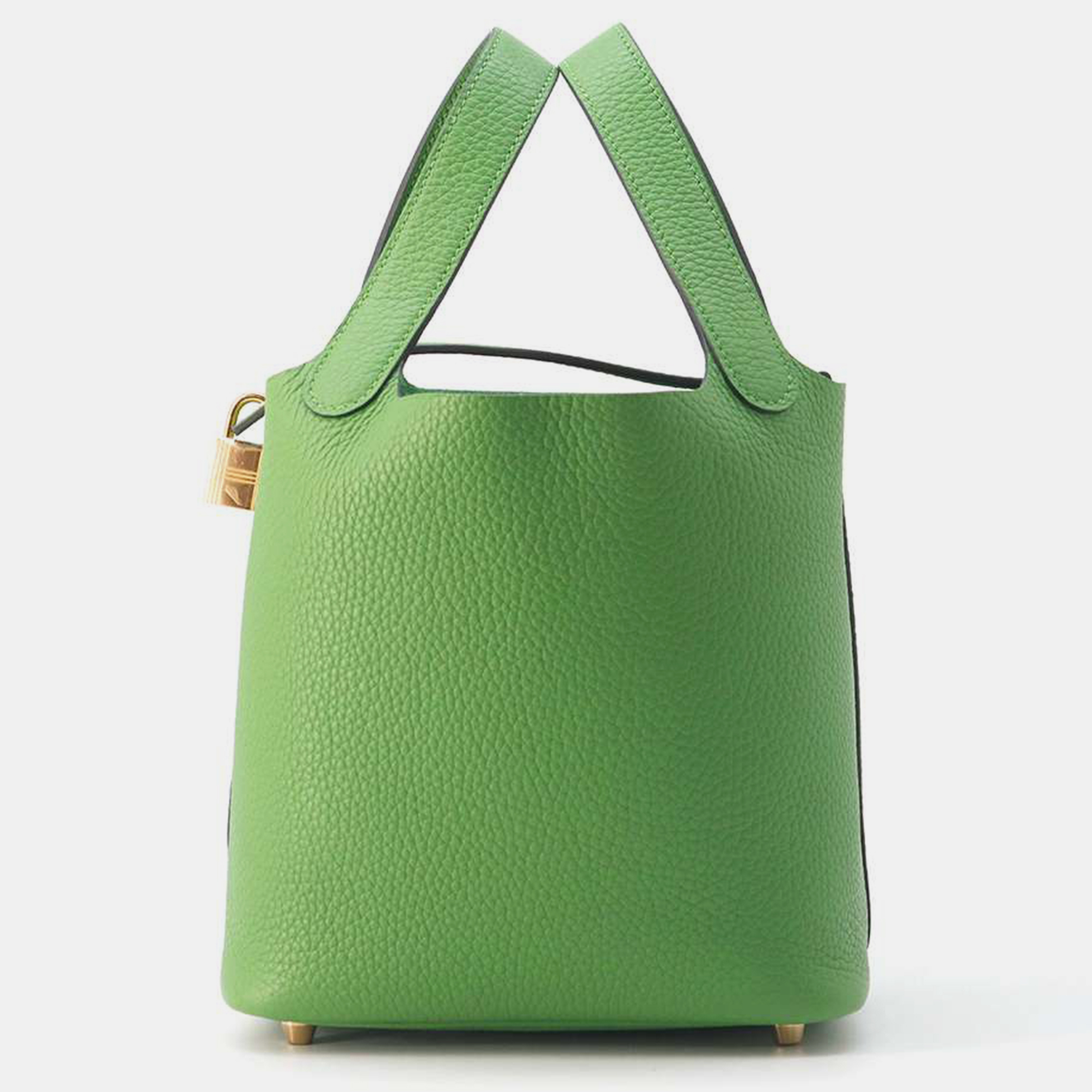 Pre-owned Hermes Vert Yucca Taurillon Clemence Picotin Padlock Bag Pm In Green