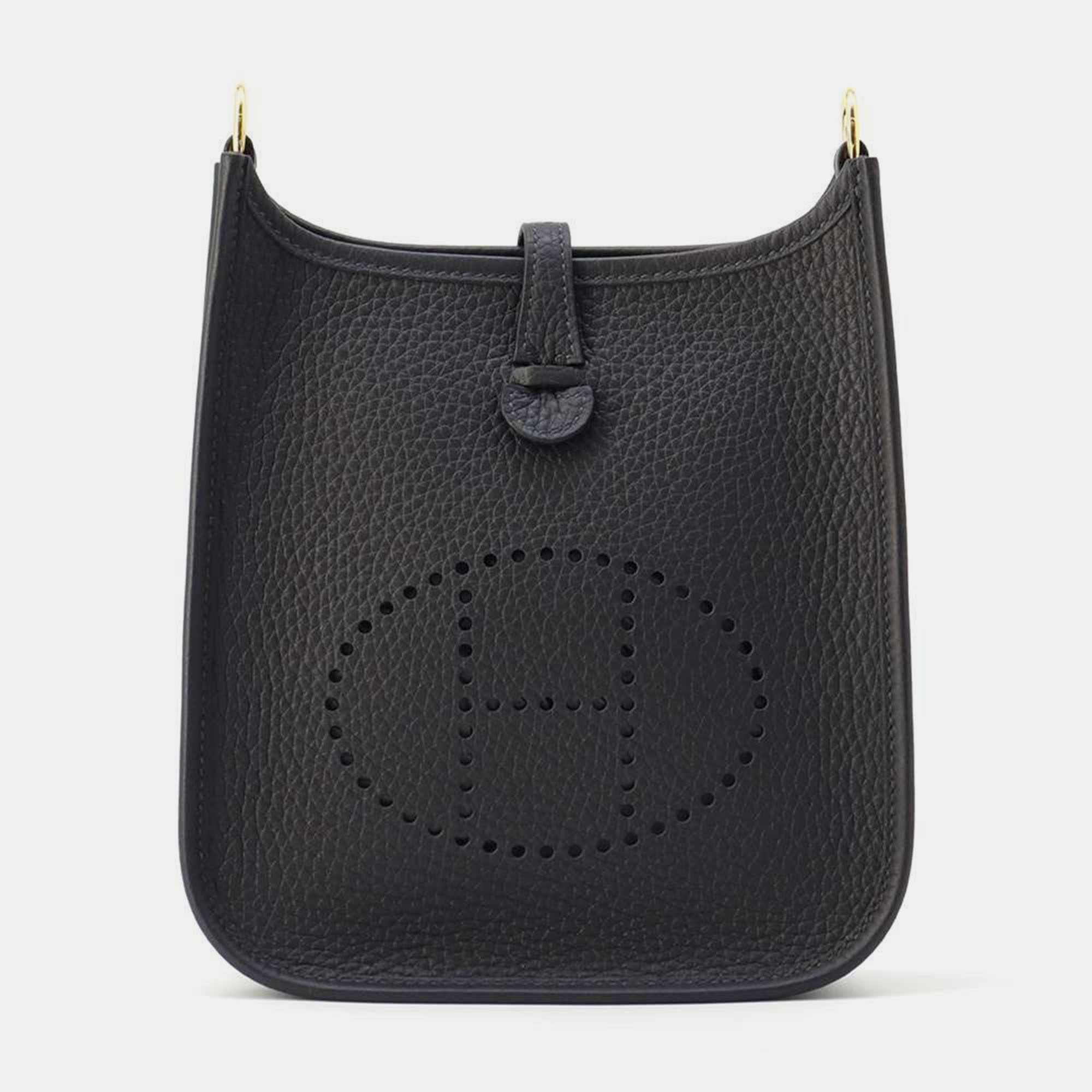 

Hermes Caban Taurillon Clemence Size TPM Evelyne Bag, Black