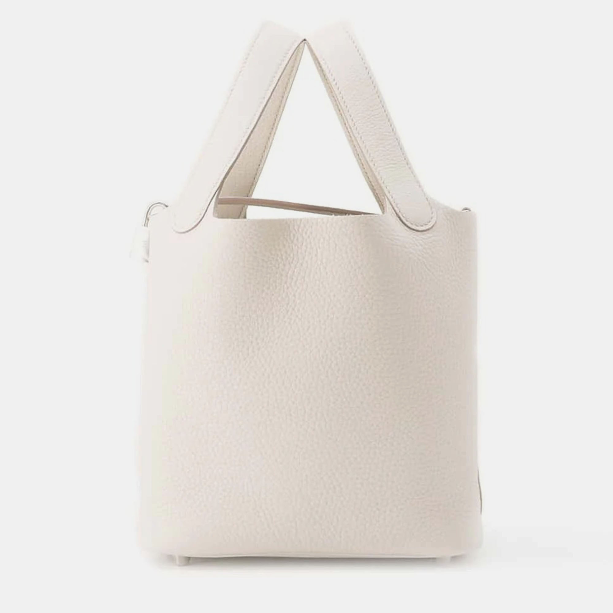 

Hermes Beton Taurillon Clemence Size PM Picotin Lock Bag, White