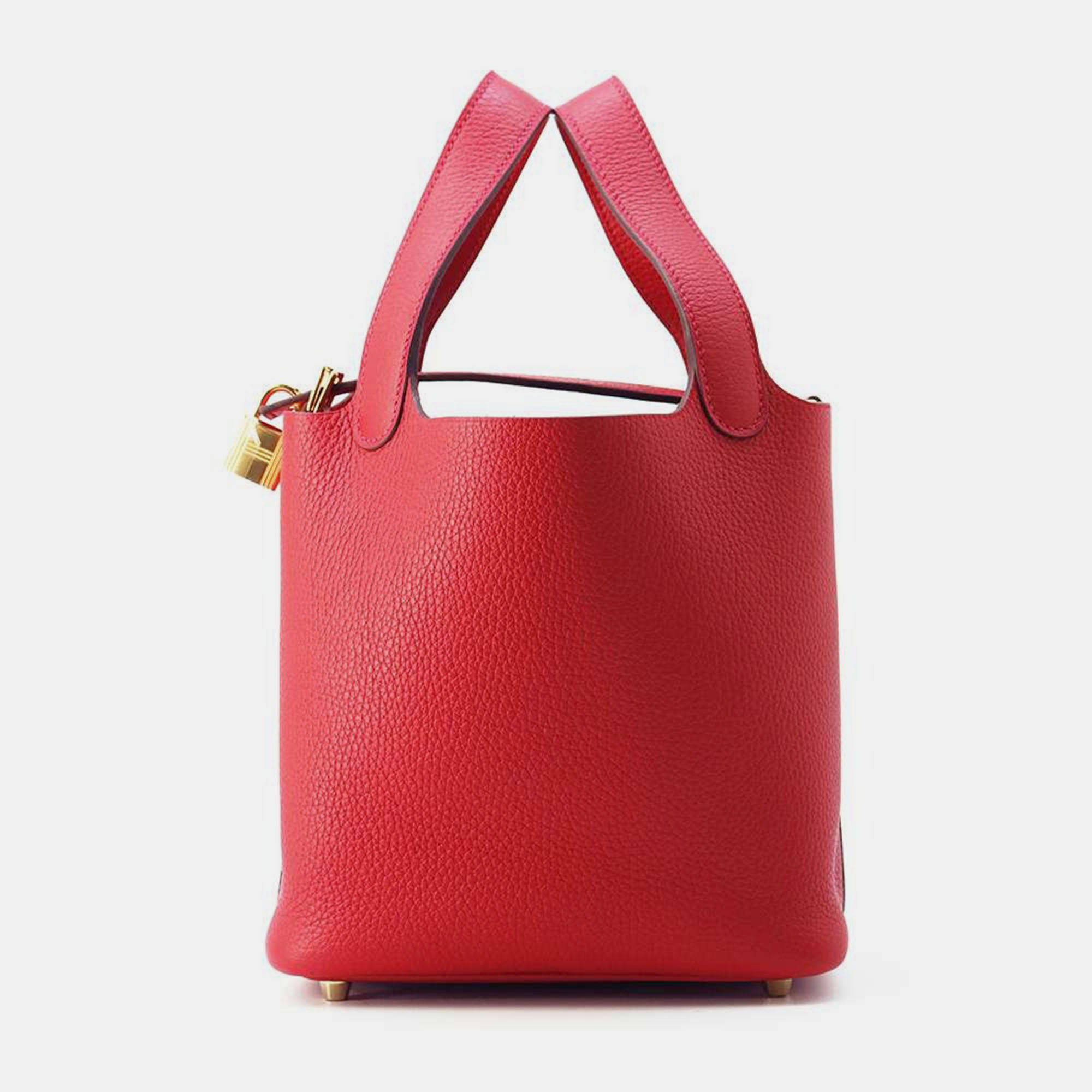 

Hermes Rouge Casaque Taurillon Clemence Picotin Lock PM, Red