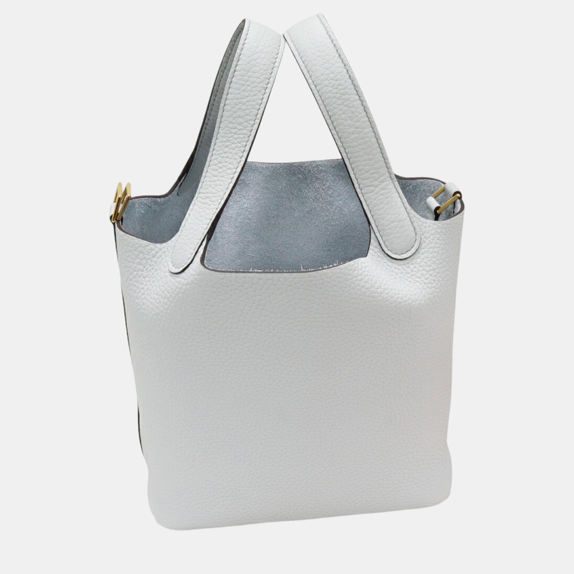 

Hermes Leather Picotin Lock 18 PM Tote Bag, Blue