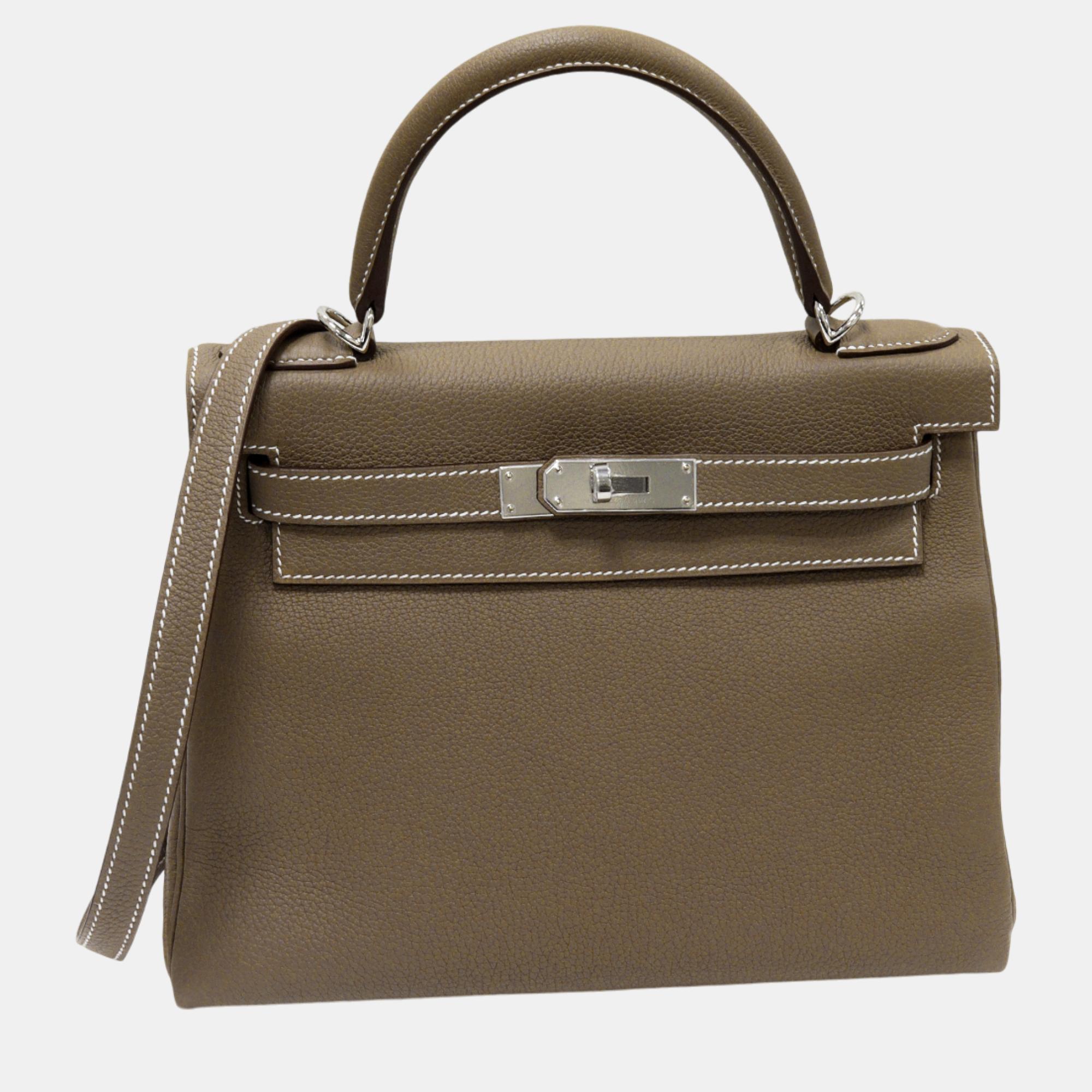 

Hermes Kelly 28 Togo Handbag Shoulder Bag Grey Leather