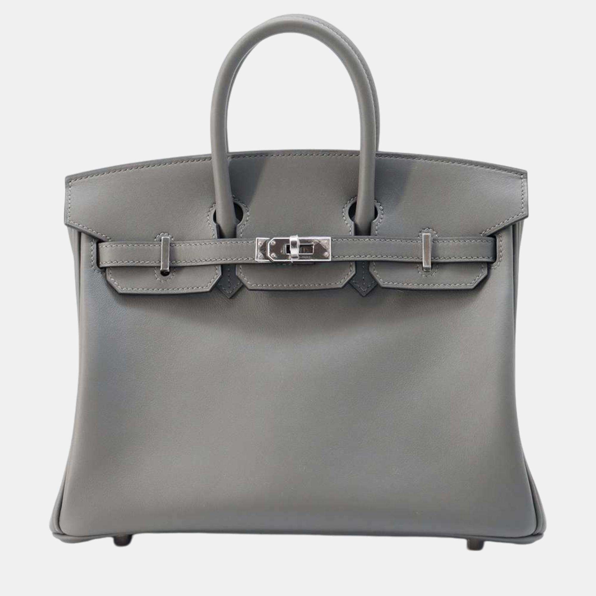 

Hermes Birkin Gris Meyer Swift Leather Size, Grey