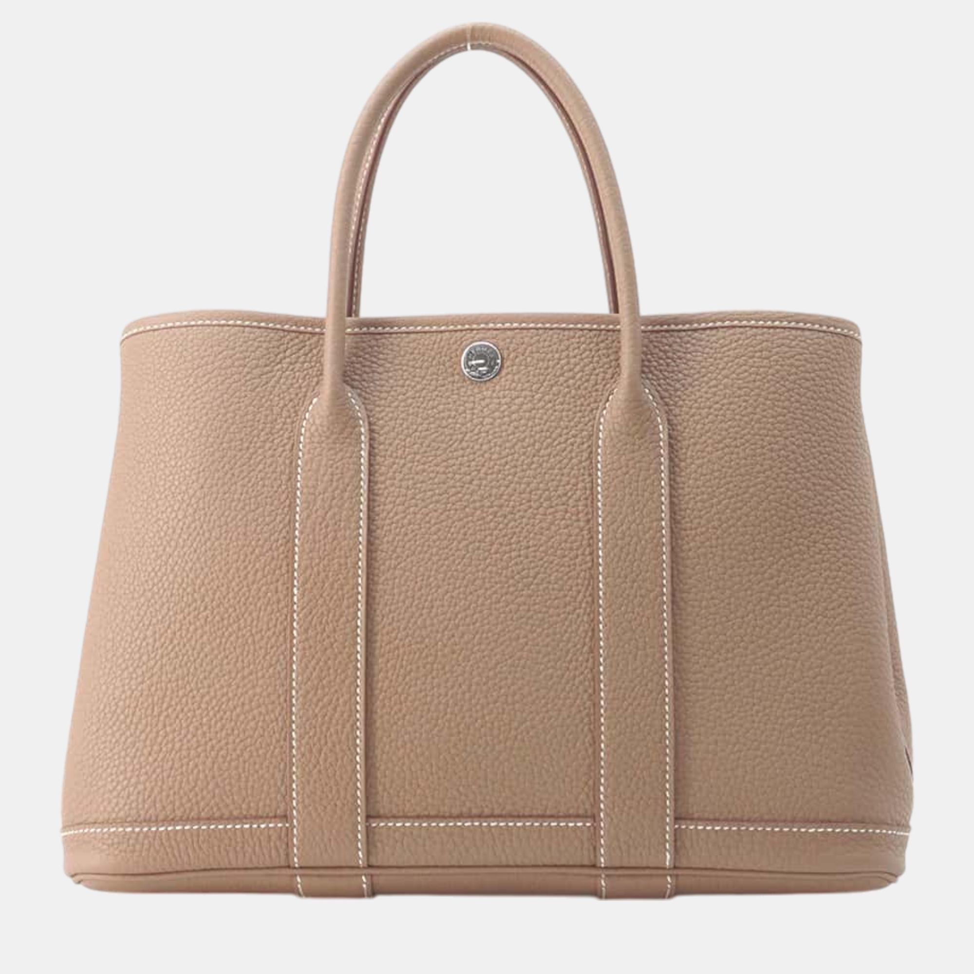 

Hermes Garden Party Etoupe Negonda Leather Size TPM, Beige