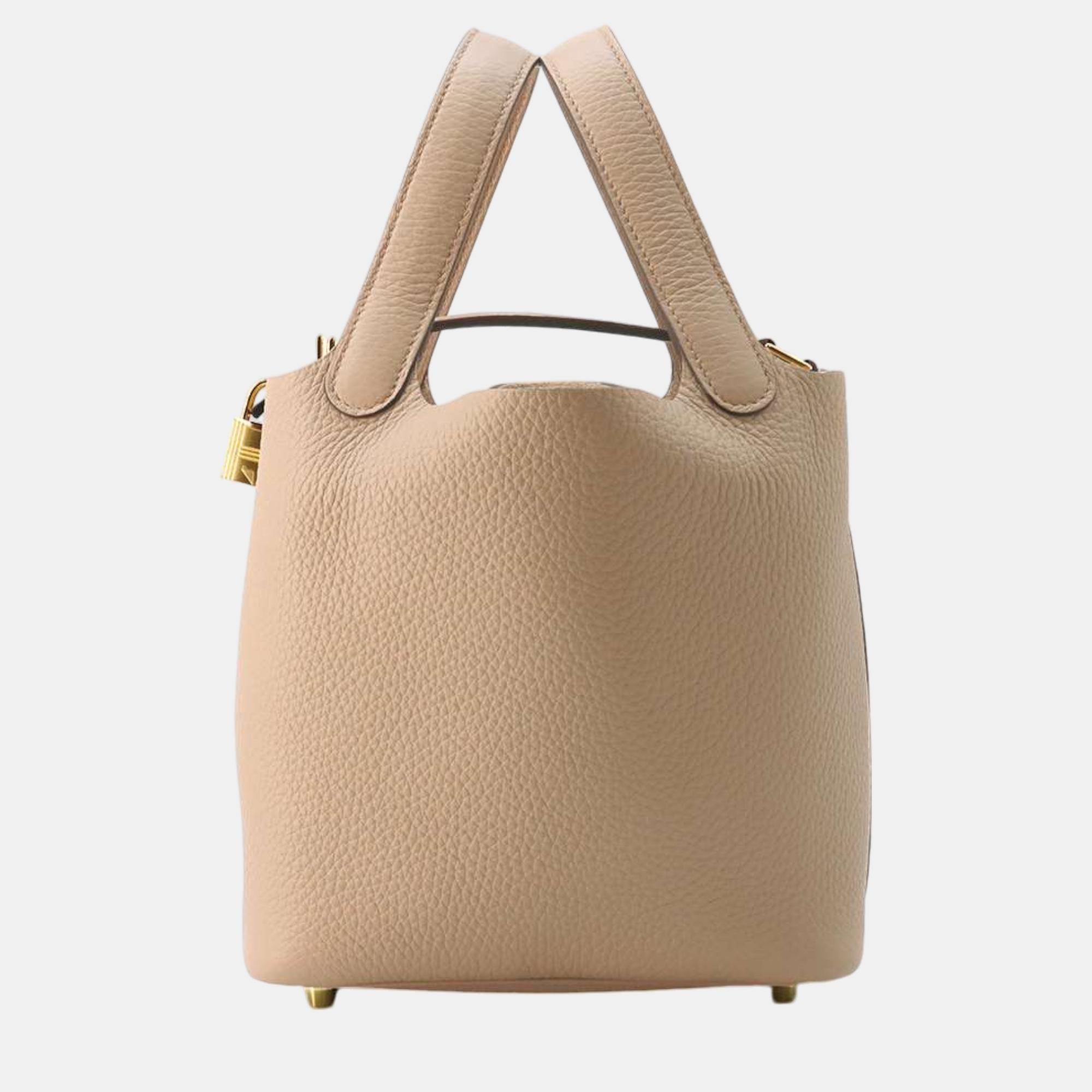 

Hermes Picotin Lock Beige Marfa Taurillon Clemence Size PM