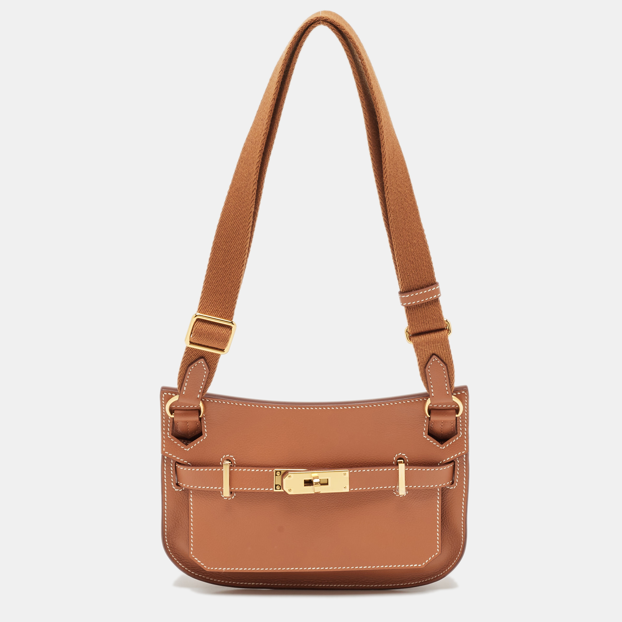 

Hermès Gold Evercolor Leather Gold Finish Jypsiere Mini Bag, Brown