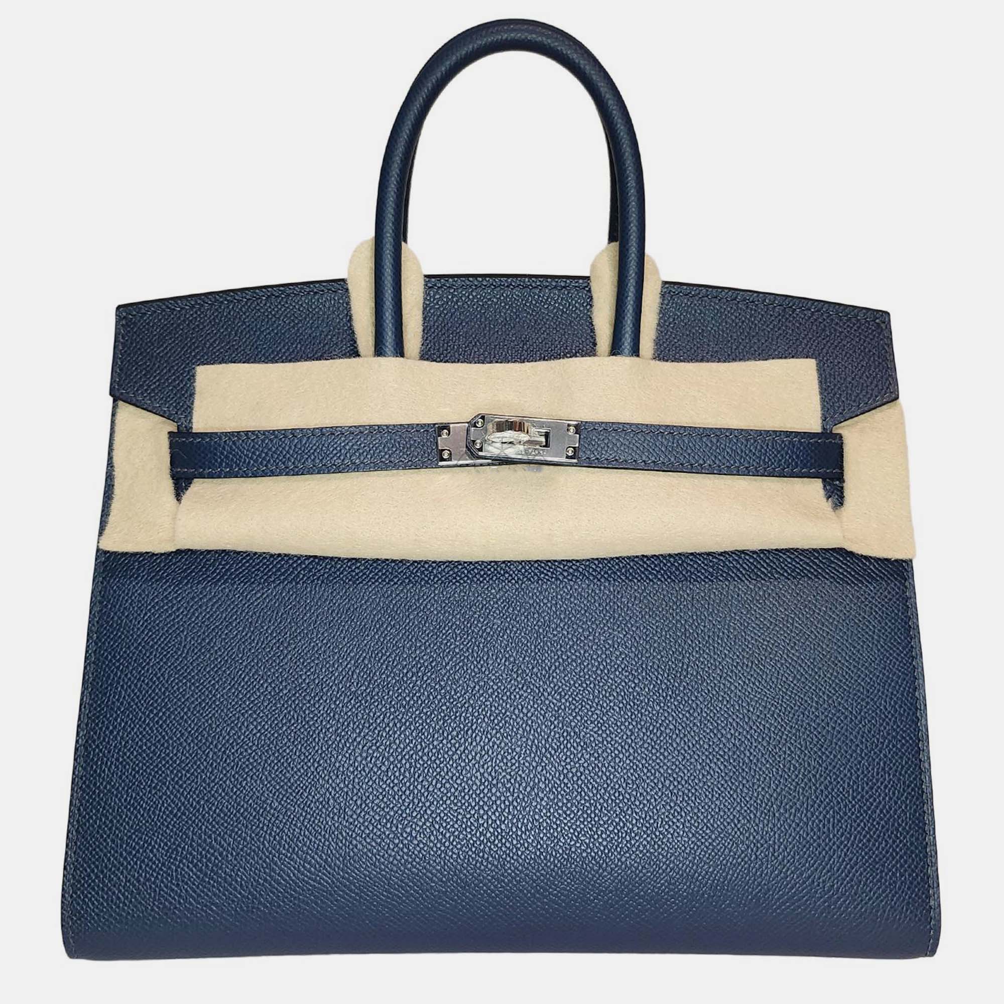 

Hermes Bleu de Prusse Epsom Sellier Birkin 25 bag, Blue