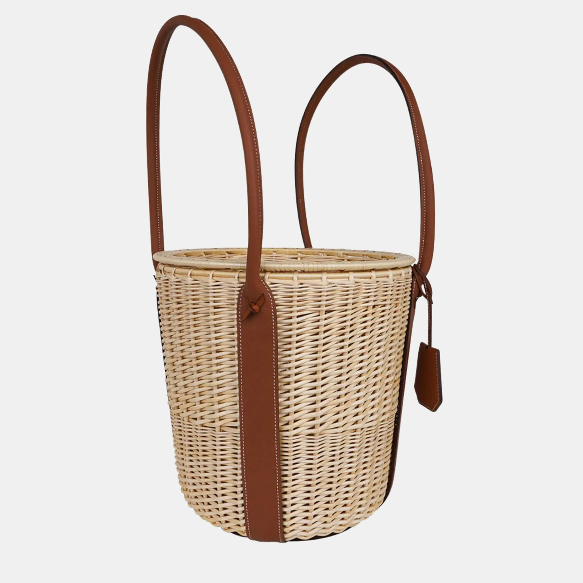 

Hermes Hand-Braided Wicker & Taurillon Leather Park Soleil d'Hermes Picnic Basket, Brown