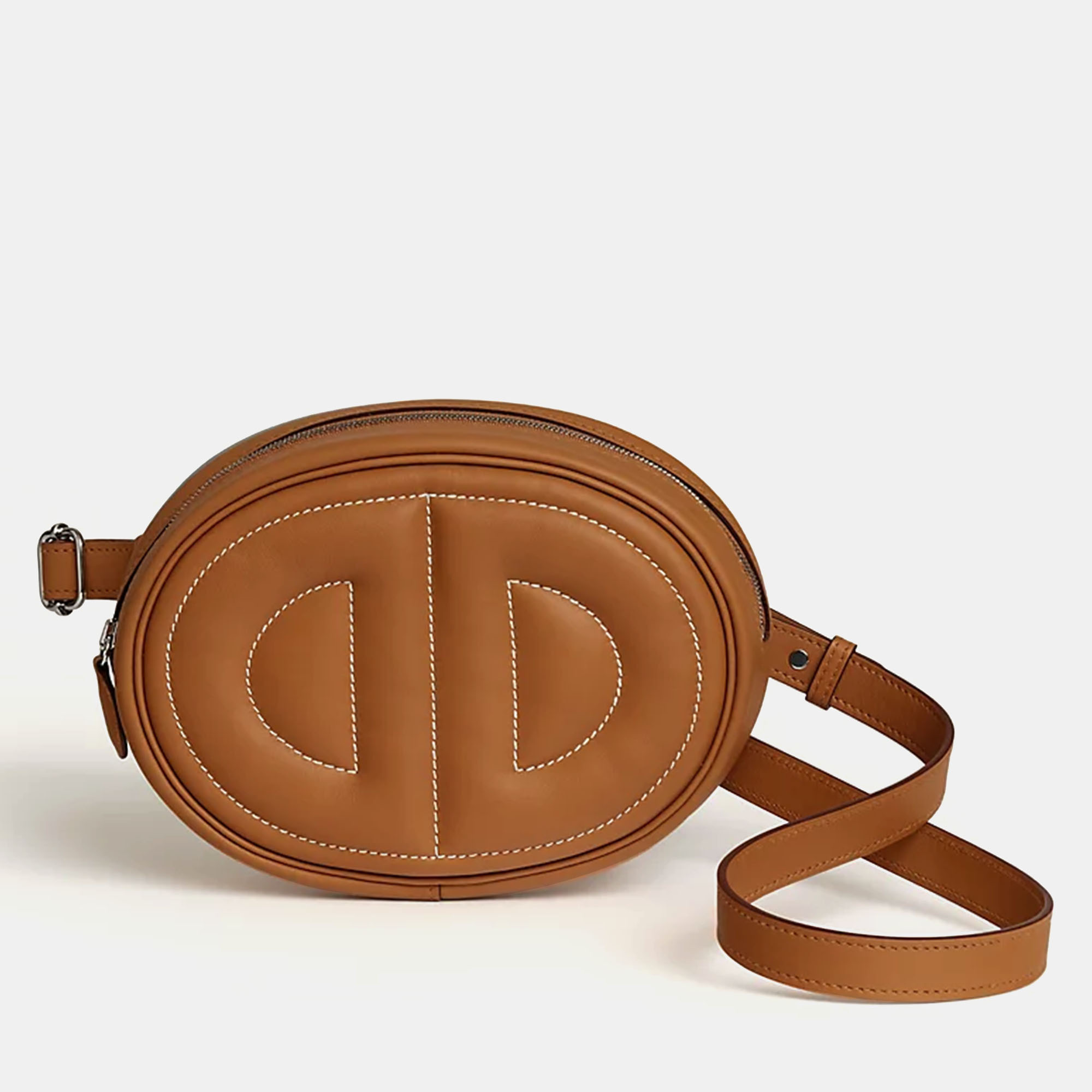 

Hermes Gold Swift Calfskin In-the-Loop Belt bag, Brown