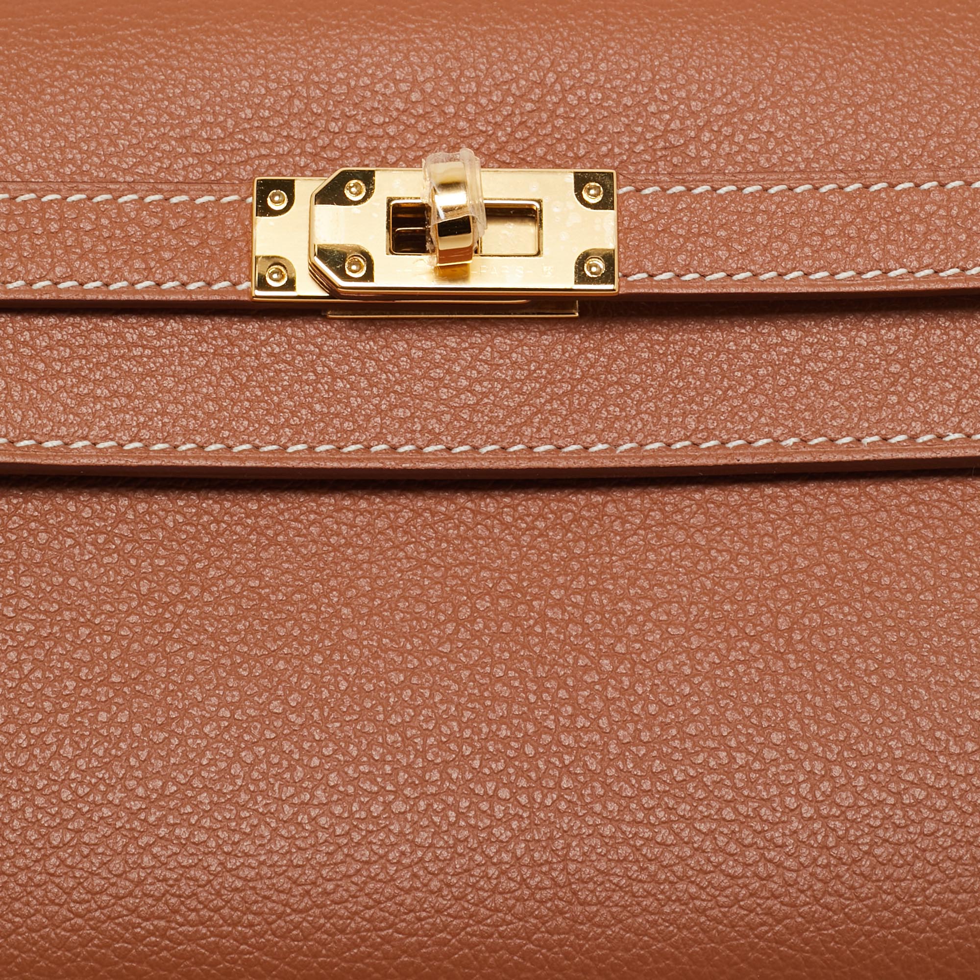 Hermes Gold Evercolor Leather Kelly To Go Wallet 
