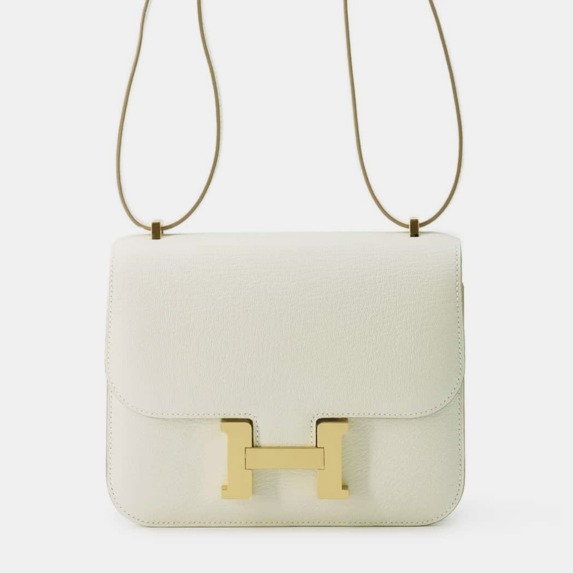 

Hermes Mushroom Chevre Myzore Goatskin Size Constance Miroir Mini bag, Cream