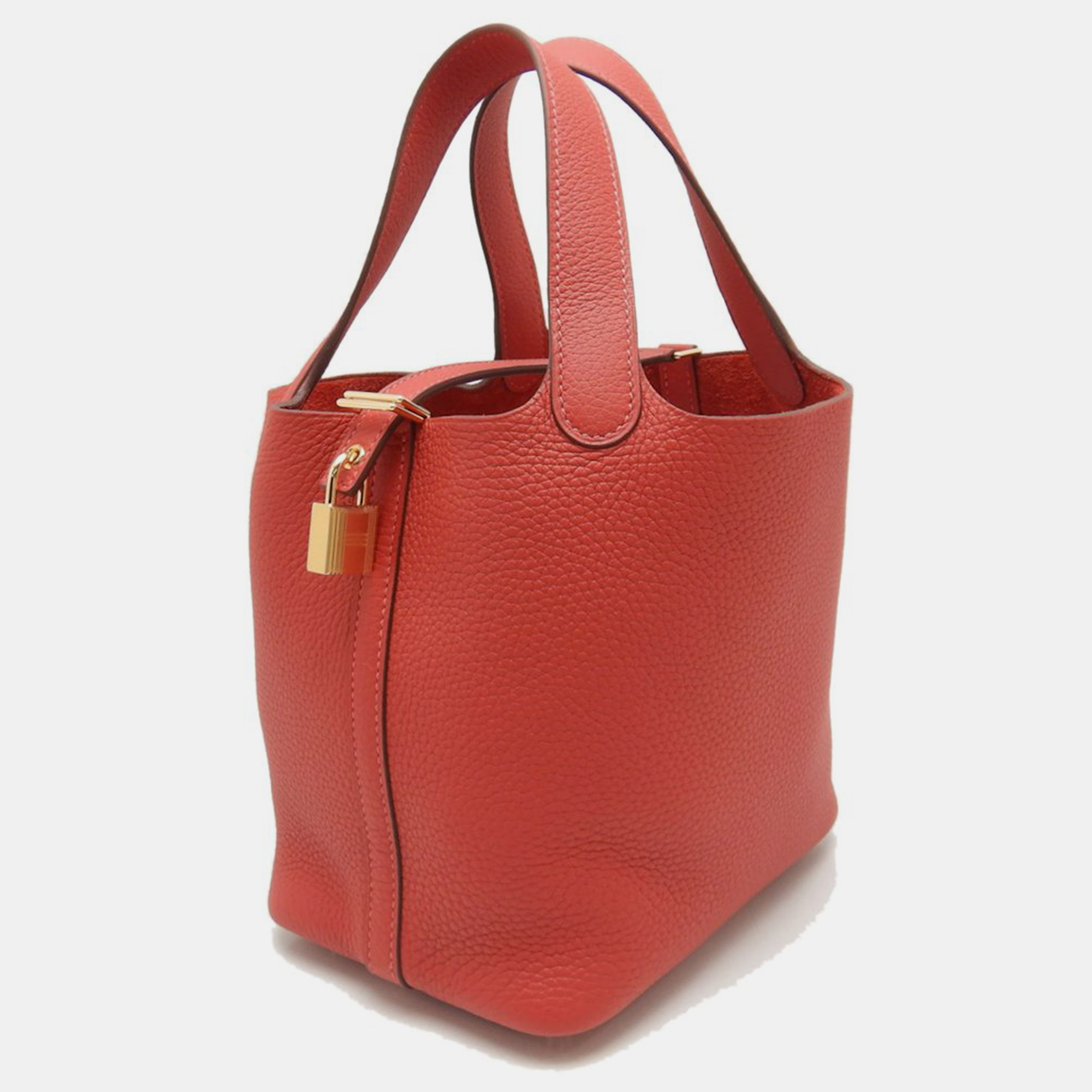 

Hermes Vermilion Red Leather Picotin Lock Pm Handbag
