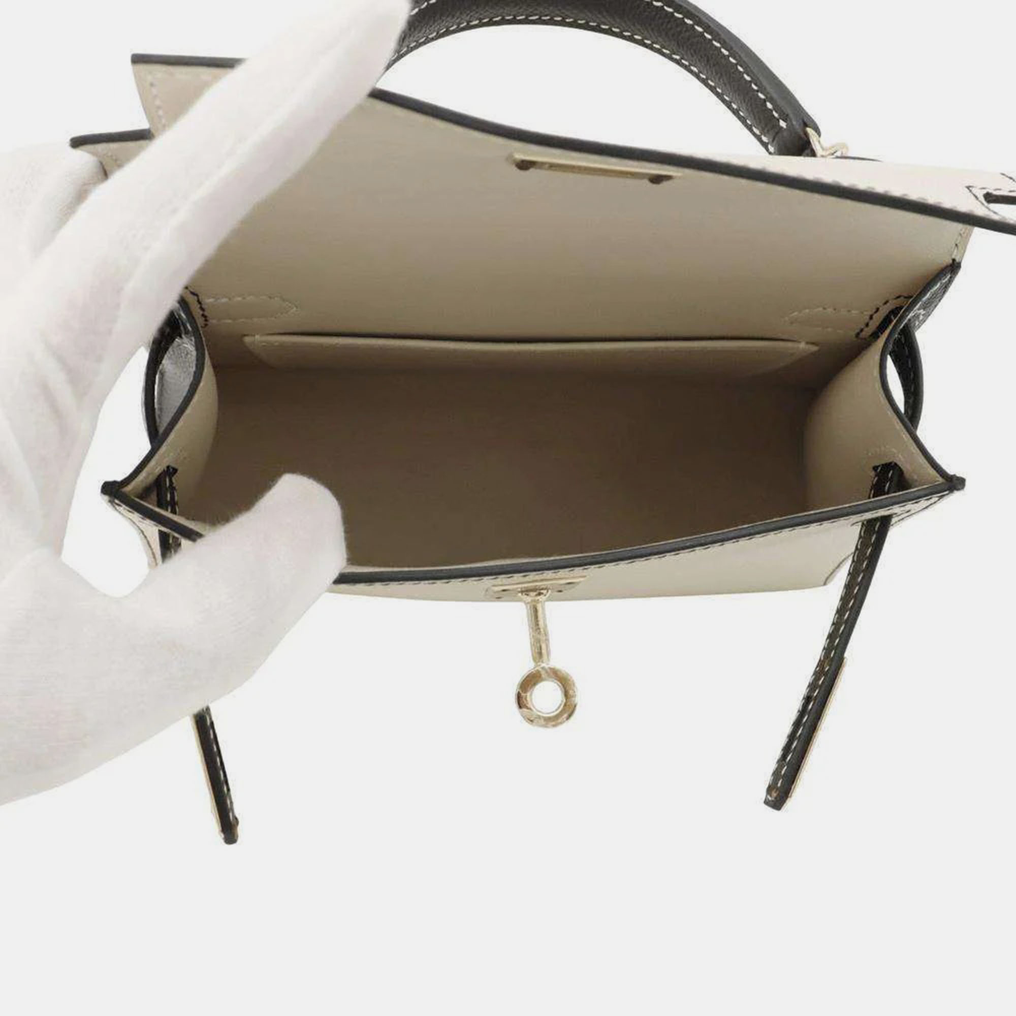 Hermes Black/Craie Epsom Mini Kelly Do 