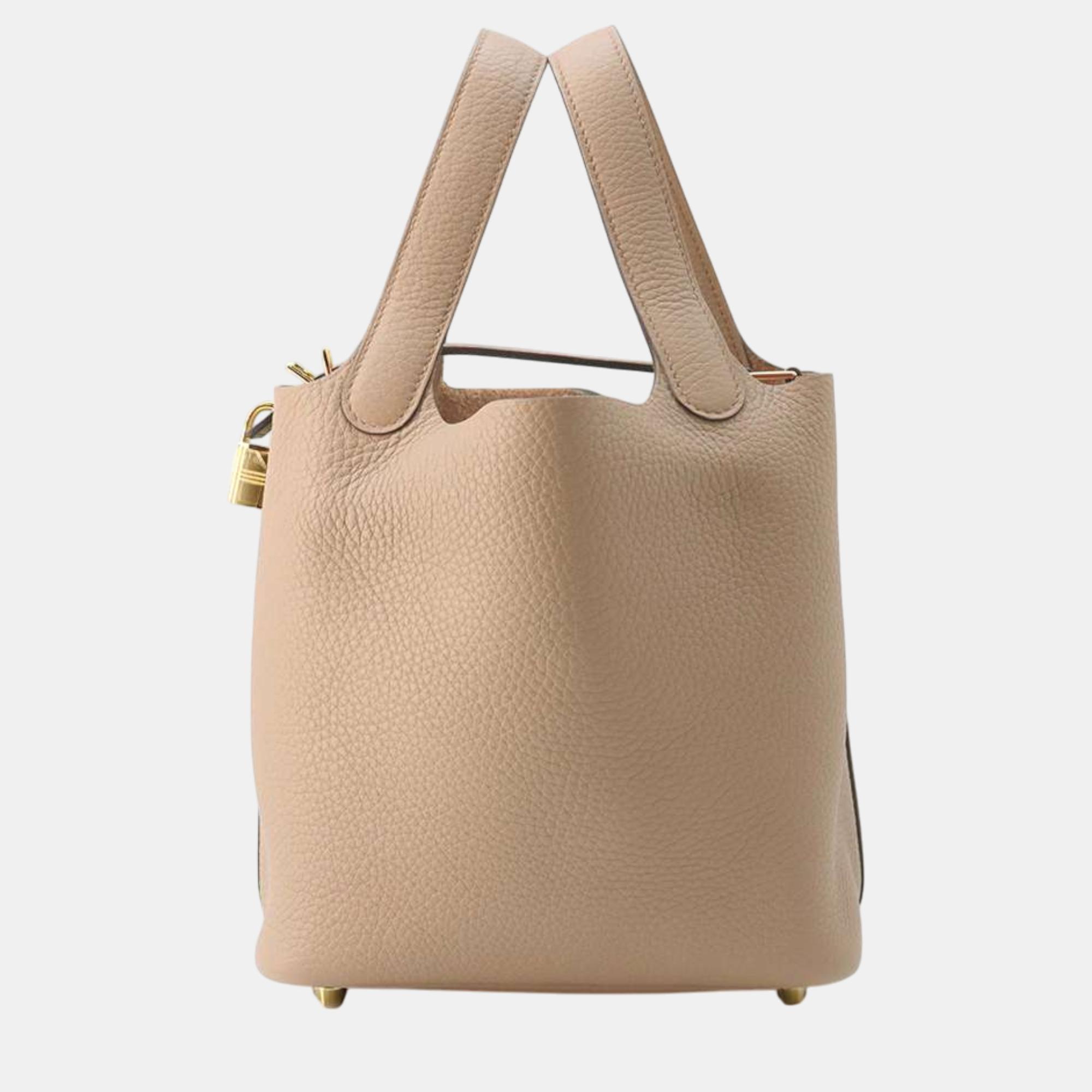 

Hermes Beige Marfa Taurillon Clemence Picotin Lock bag Size Pm