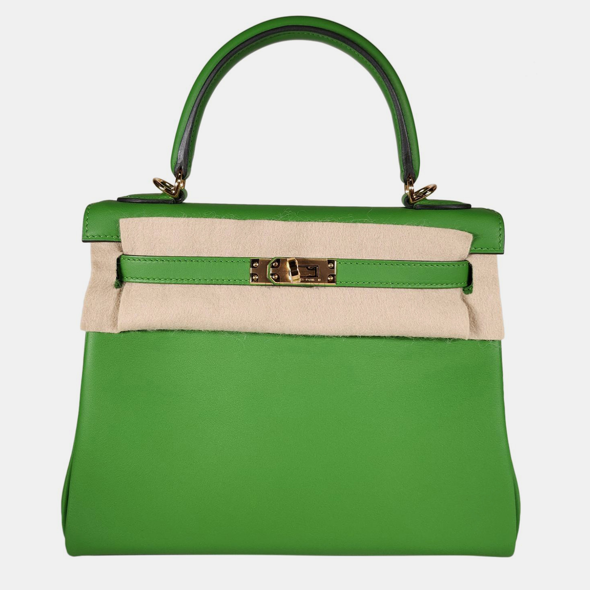 

Hermes Vert Yucca Swift Leather Kelly 25 bag GHW, Green