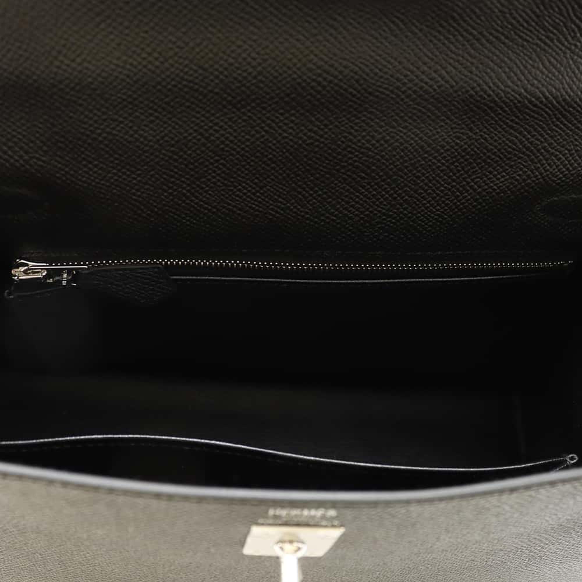 Hermes Black Epsom Leather Kelly Sellier 25 Shoulder Bag 6