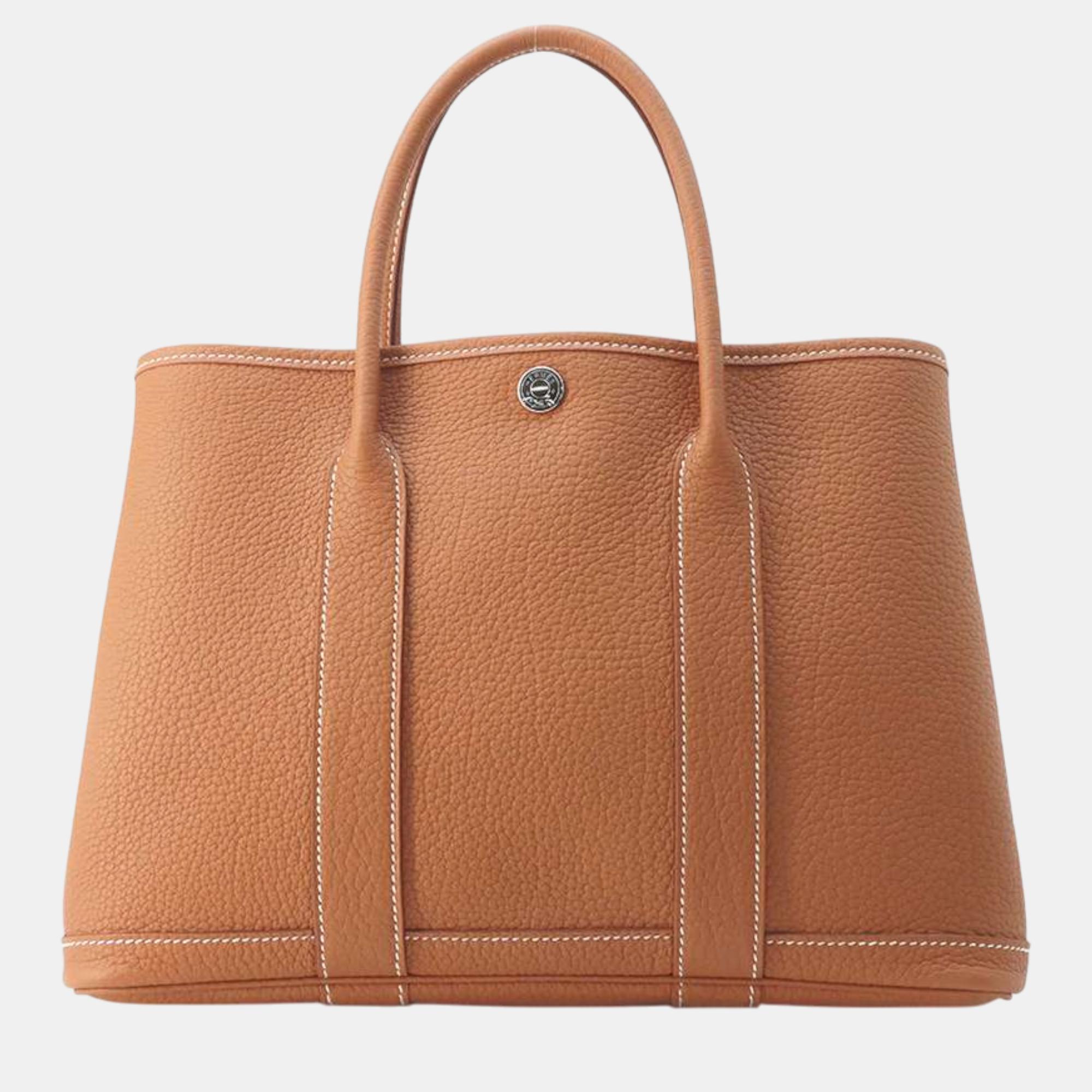 

Hermes Gold Negonda Leather Garden Party TPM Tote Bag, Brown