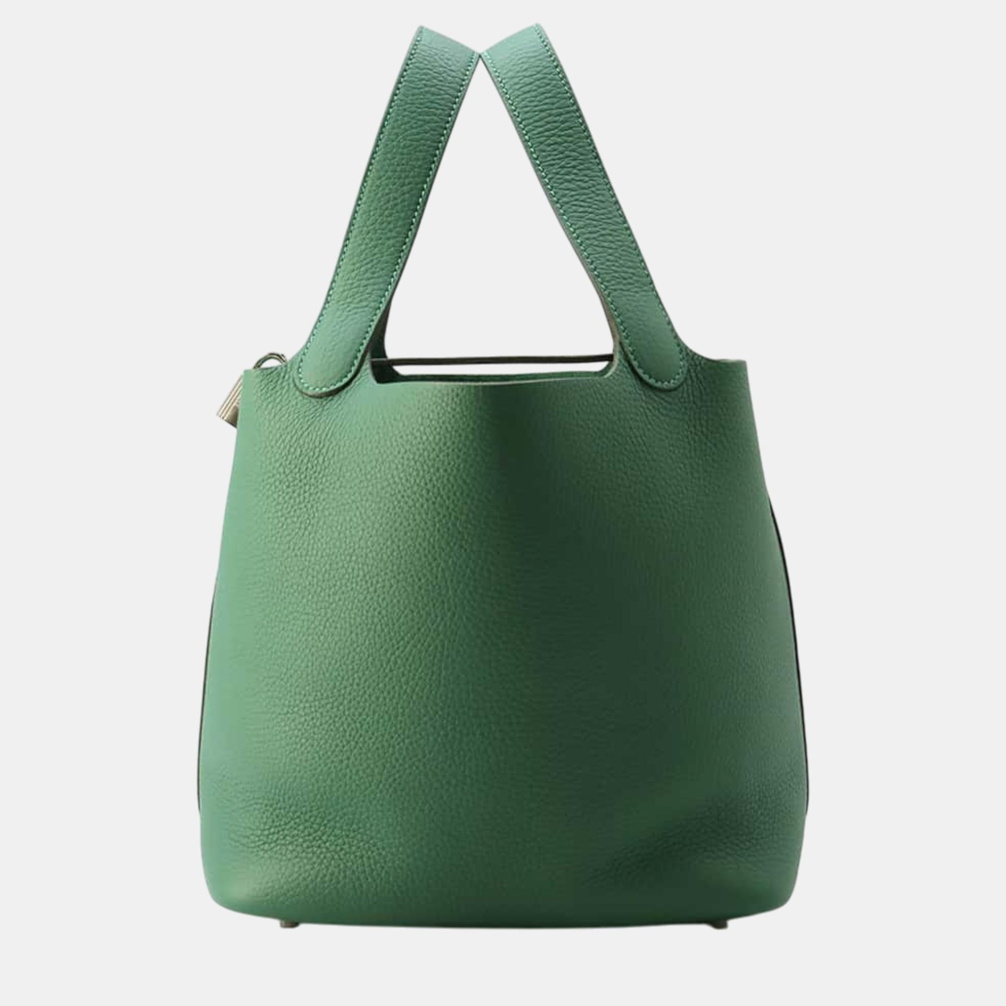 

Hermes Vert Moyen Taurillon Clemence Picotin Lock MM Bag, Green