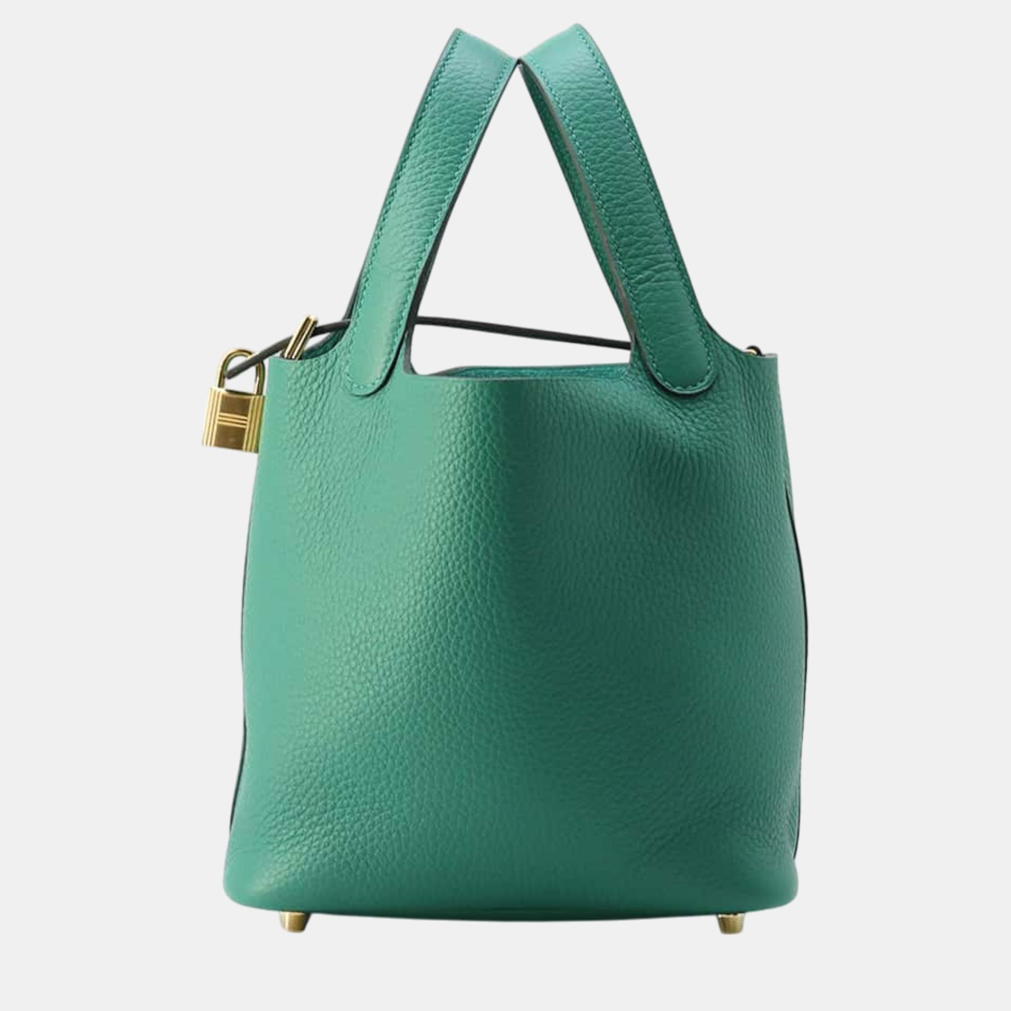 

Hermes Vert Vertigo Taurillon Clemence Picotin Lock Size PM Bag, Green