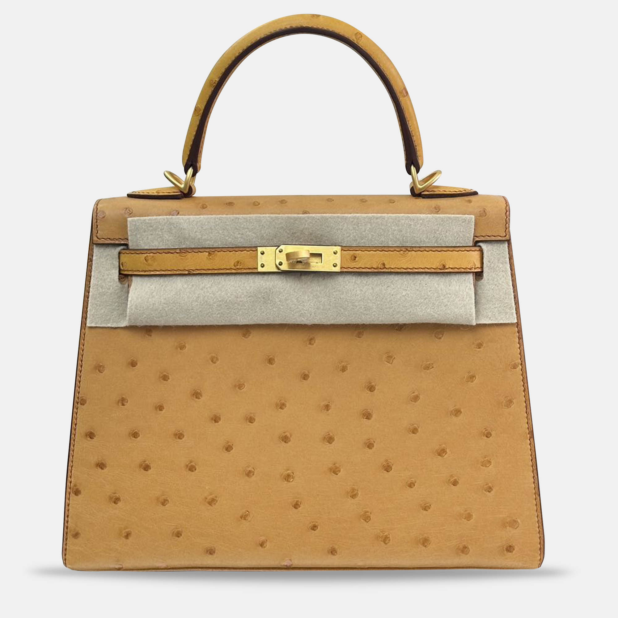 

Hermes Ostrich Leather Kelly 25 Bag, Yellow