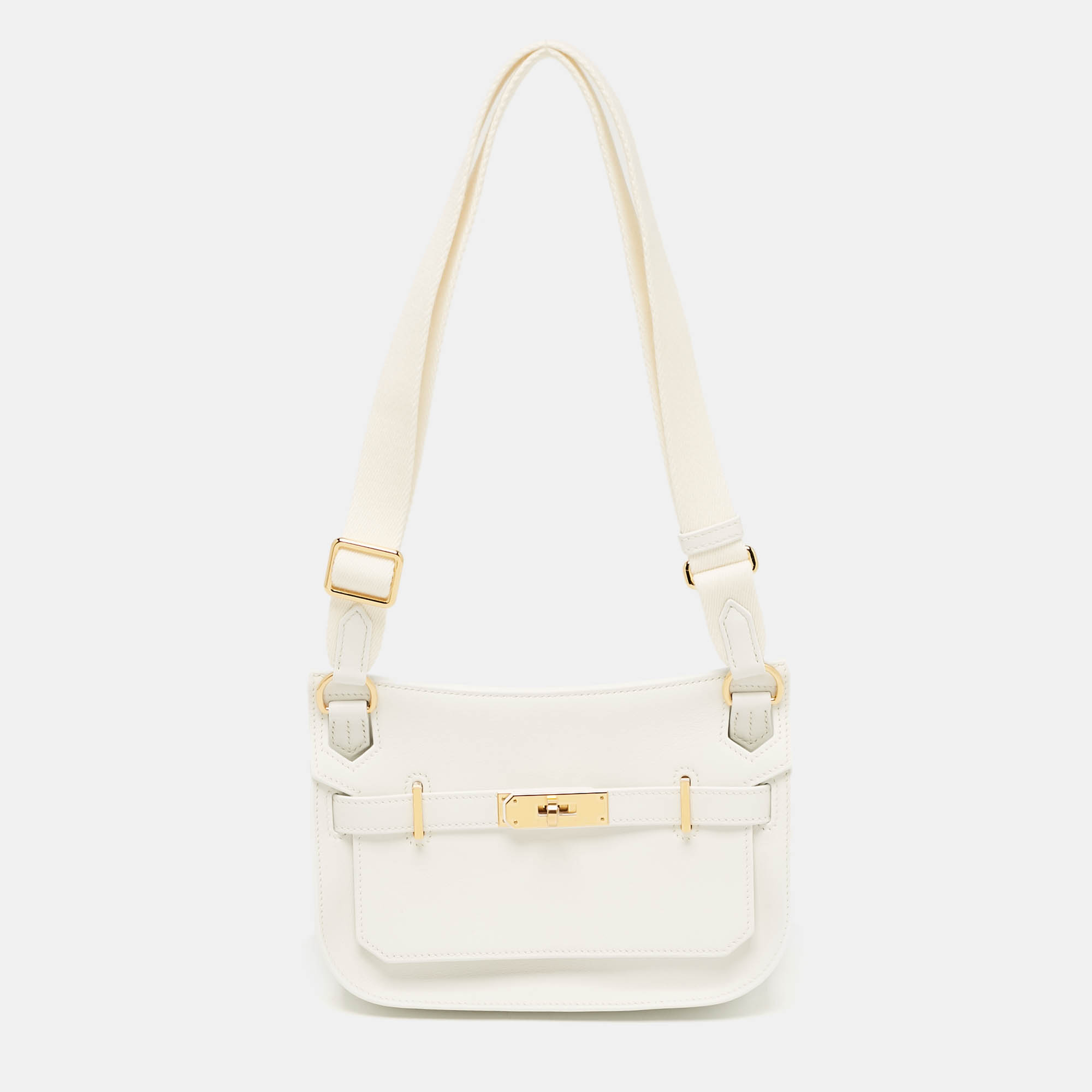 

Hermes New White Swift Leather Gold Finish Jypsiere Mini Bag