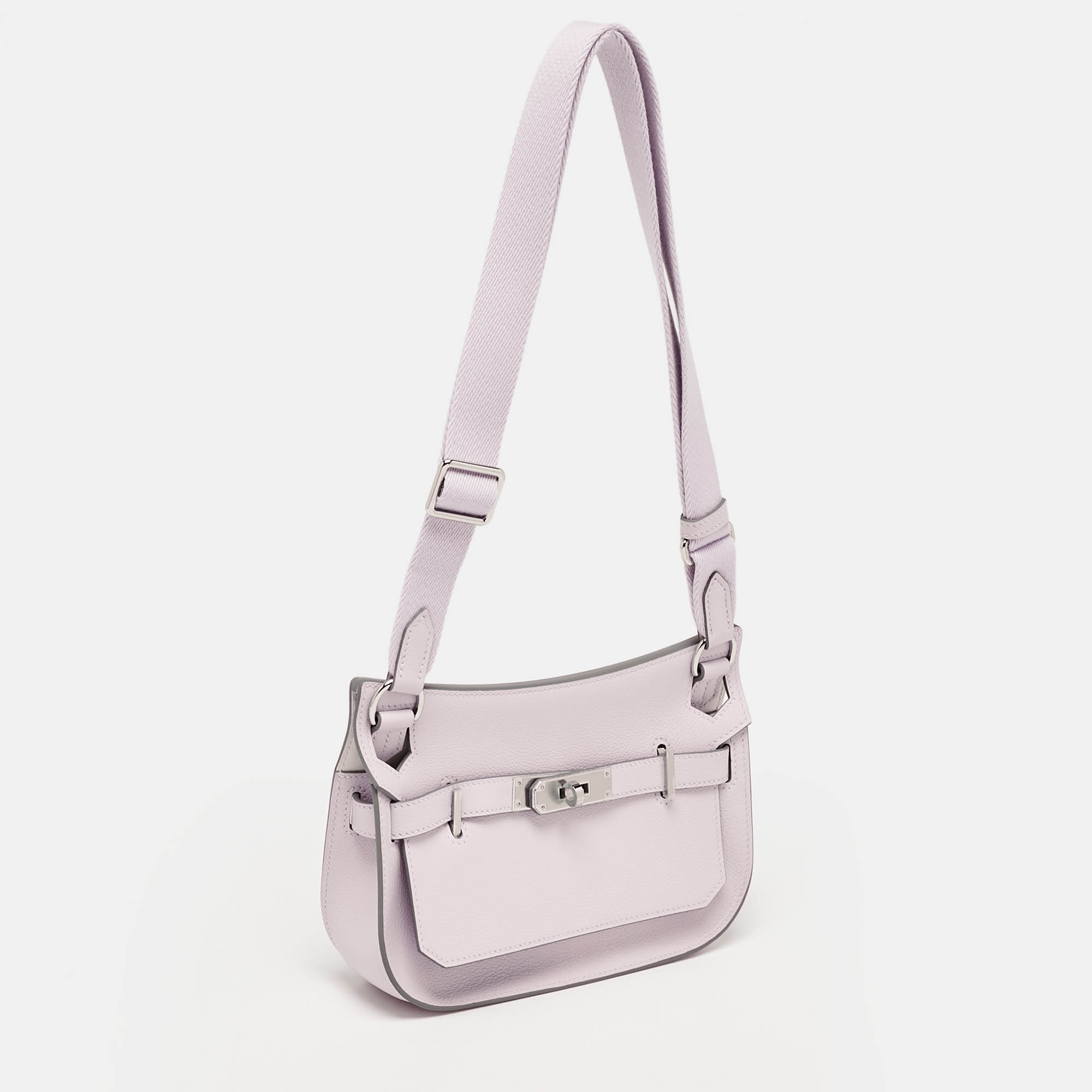 Hermès Mauve Pale/Nata Evercolor Leather Palladium Finish Jypsiere Mini Bag 