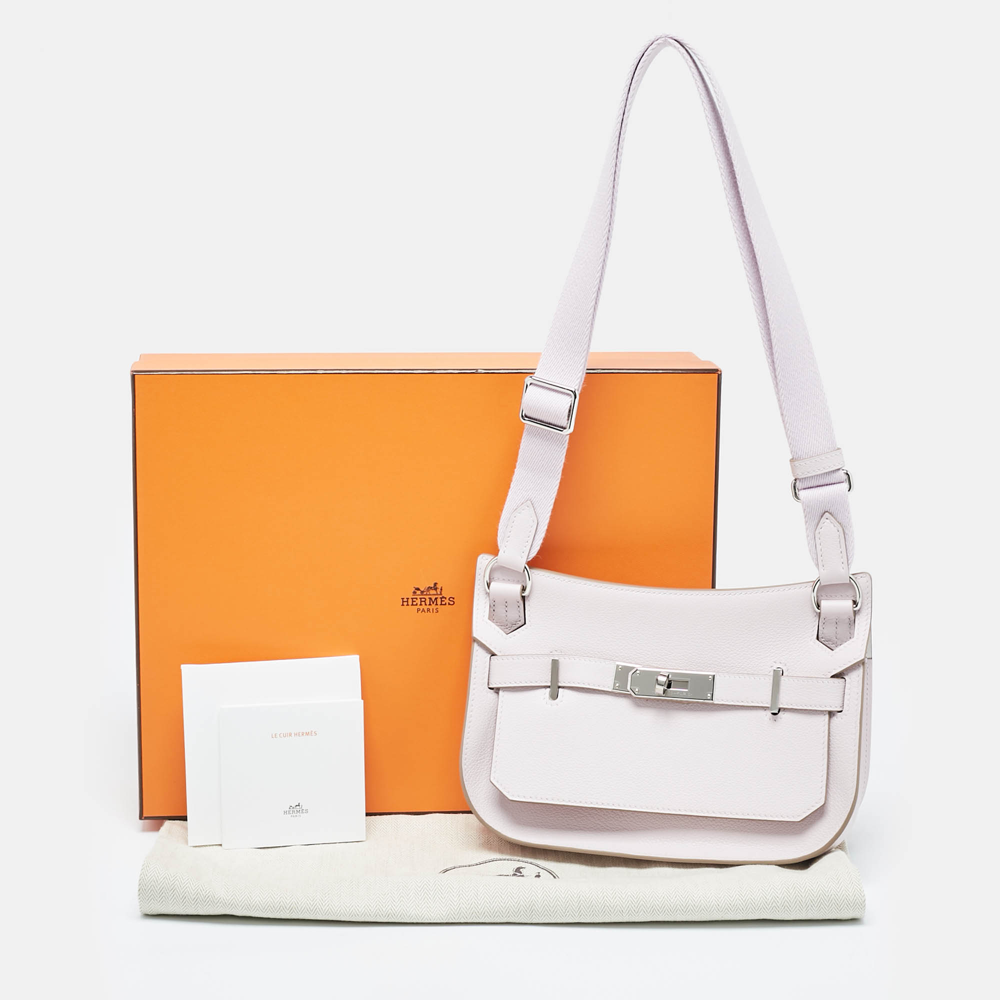 Hermès Mauve Pale/Nata Evercolor Leather Palladium Finish Jypsiere Mini Bag 