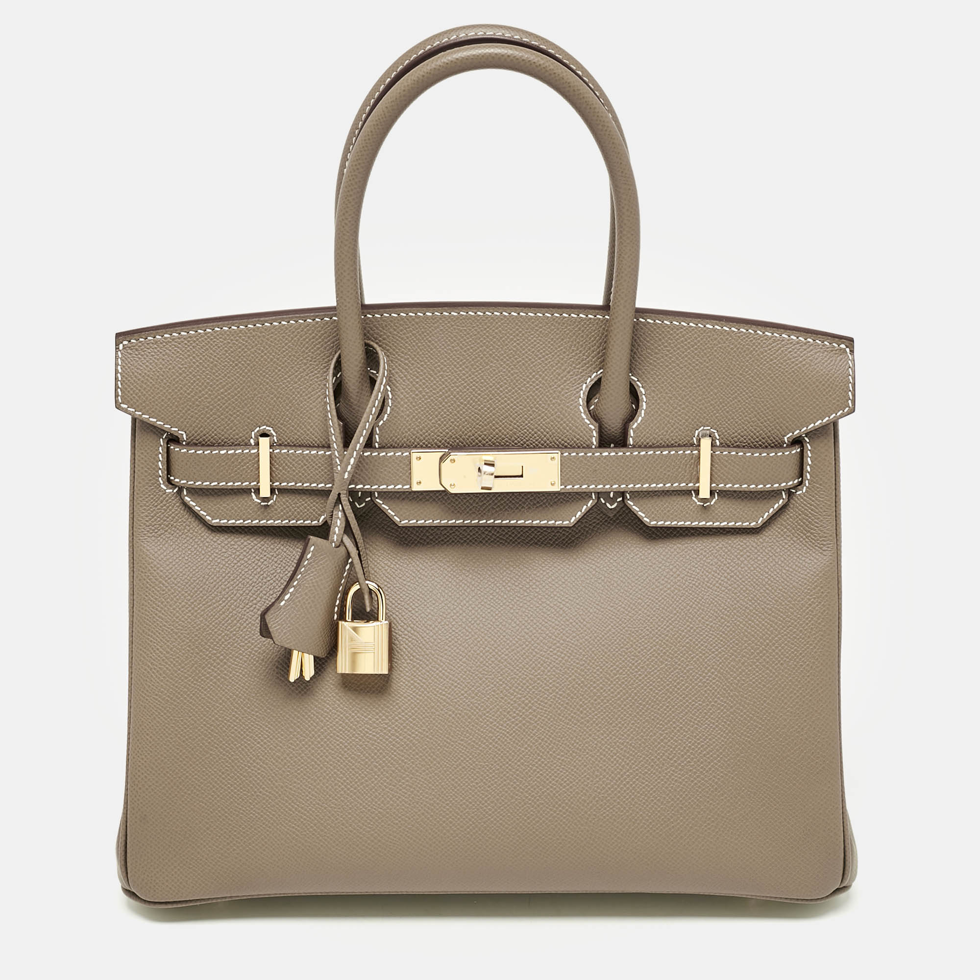 

Hermès Etoupe Epsom Leather Gold Finish Birkin 30 Bag, Grey