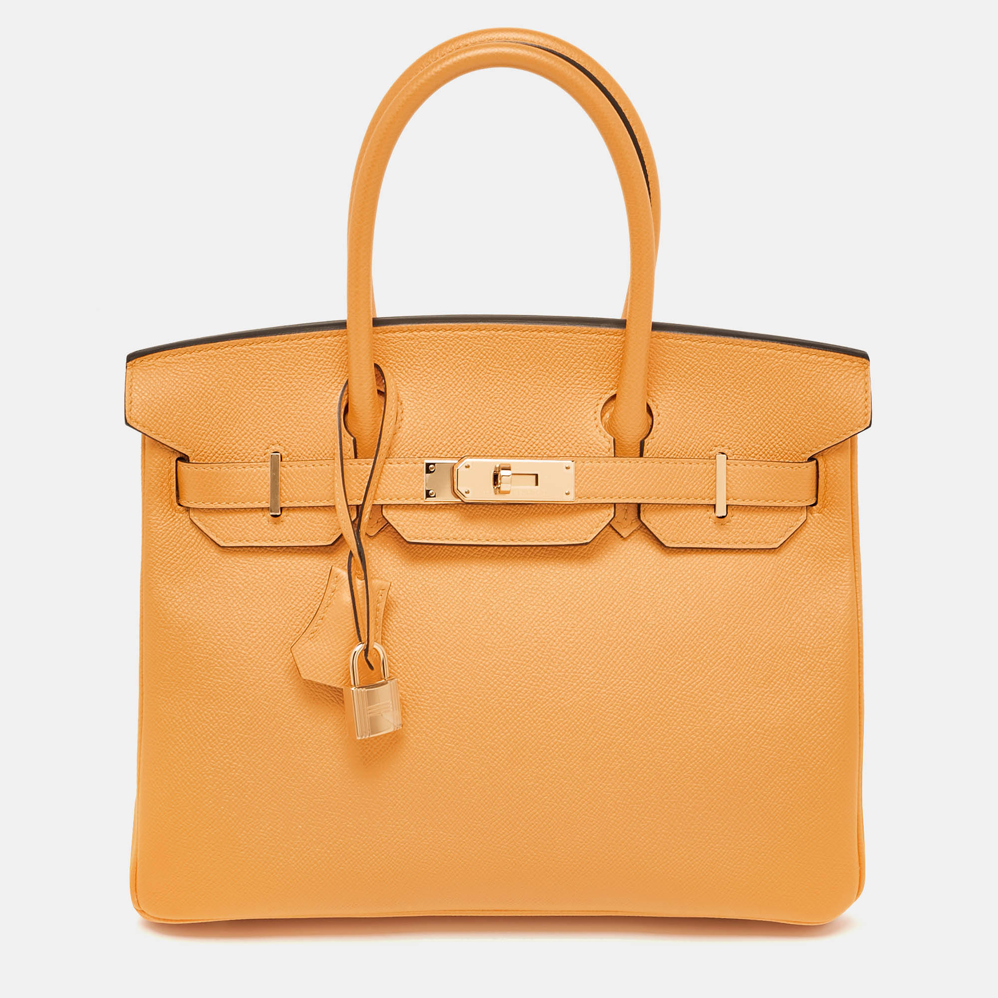 

Hermès Jaune D' Or/Rose Pourpre Epsom Leather Gold Finish Birkin 30 Bag, Yellow