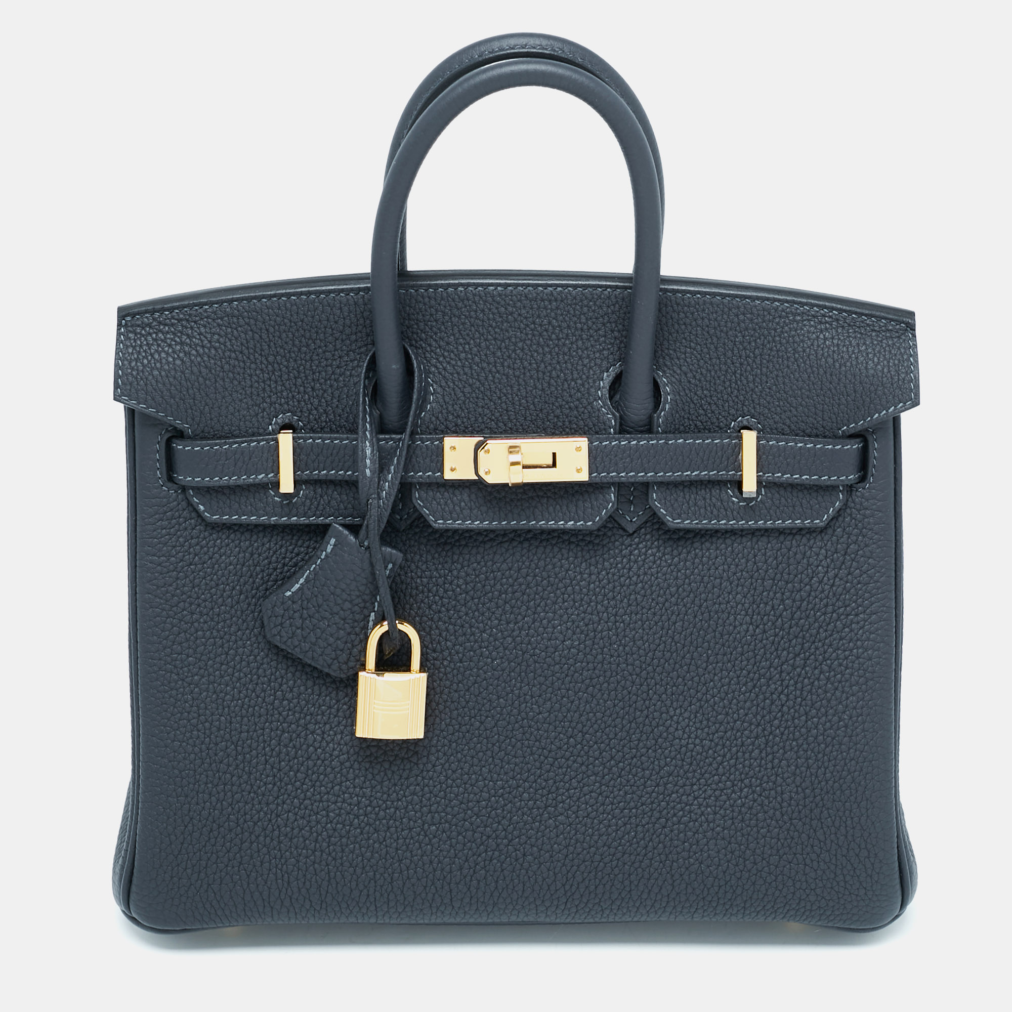 

Hermès Caban Togo Leather Gold Finish Birkin 25 Bag, Blue