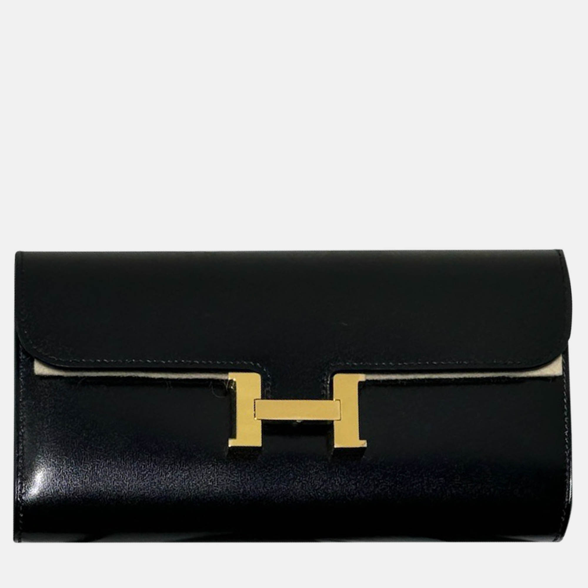 

Hermes Black Gold Box Leather Constance To Go Rock Bag