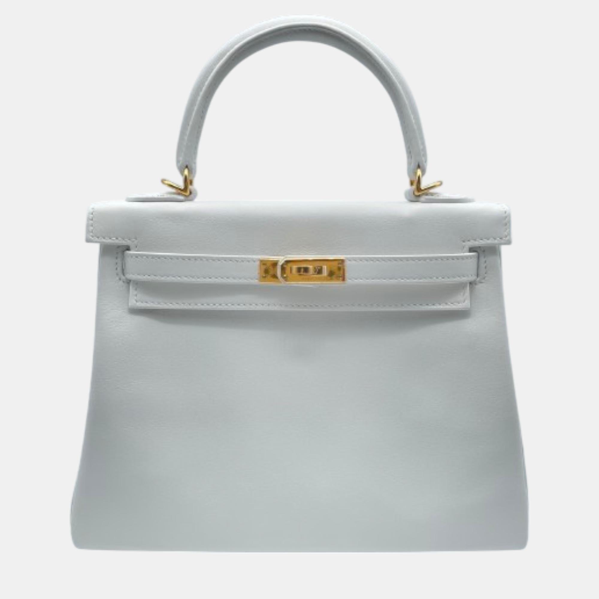 

Hermes New White Swift Leather Kelly 25 Bag