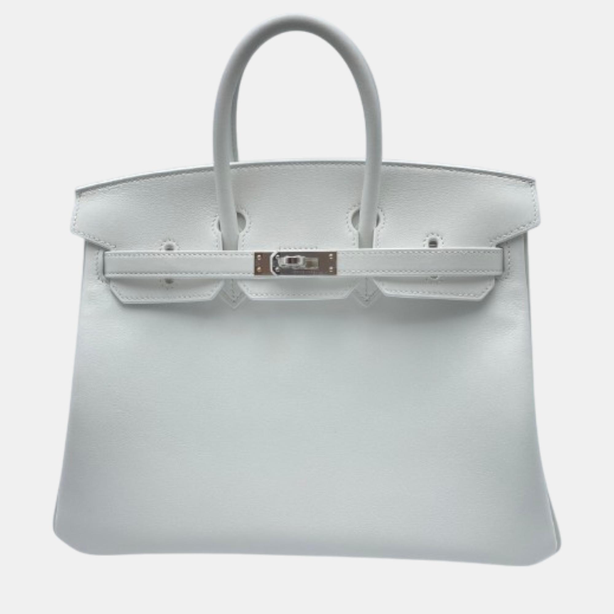 

Hermes White Swift Leather Birkin 25 Bag