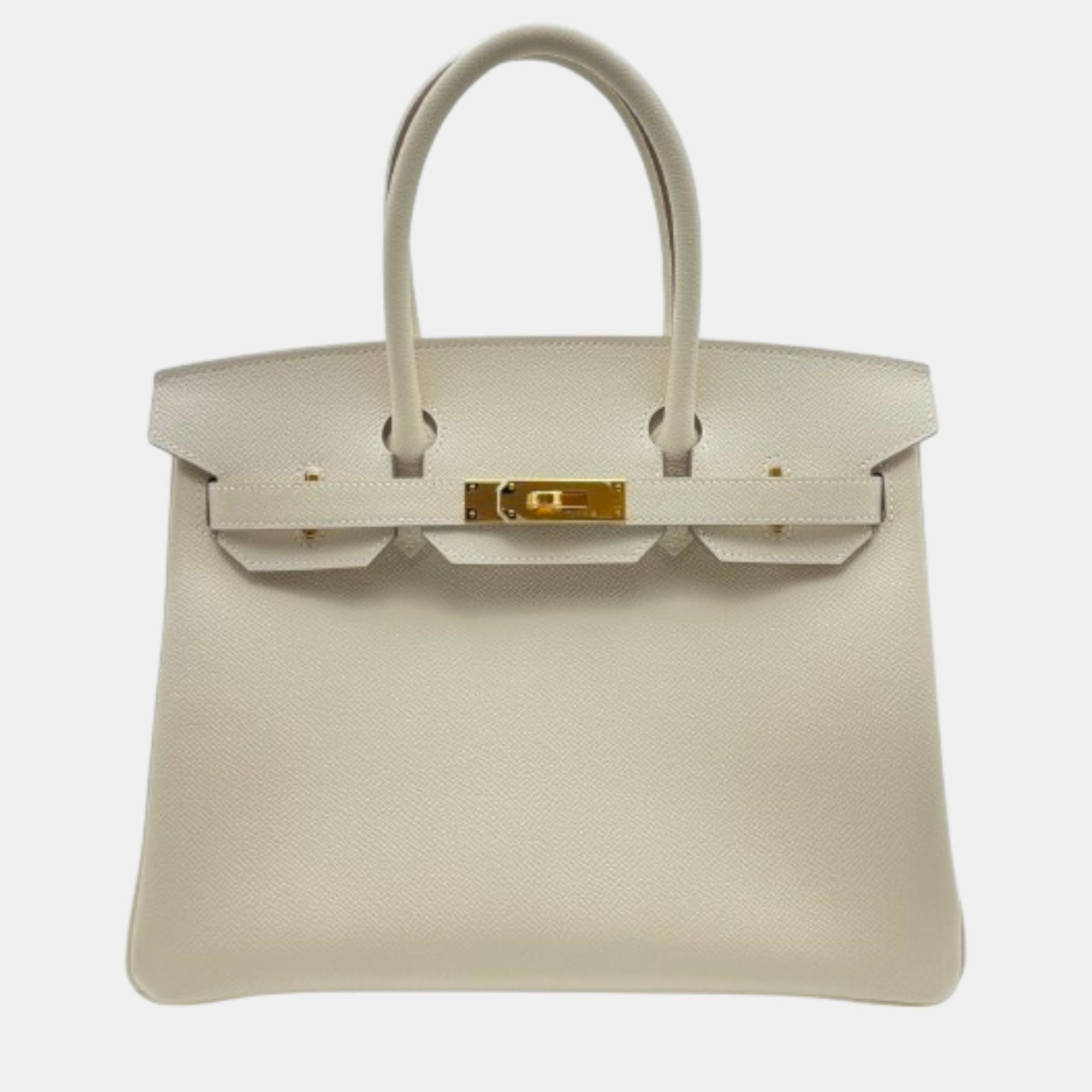 

Hermes Crepe Epsom Leather Birkin 30 Bag, Cream