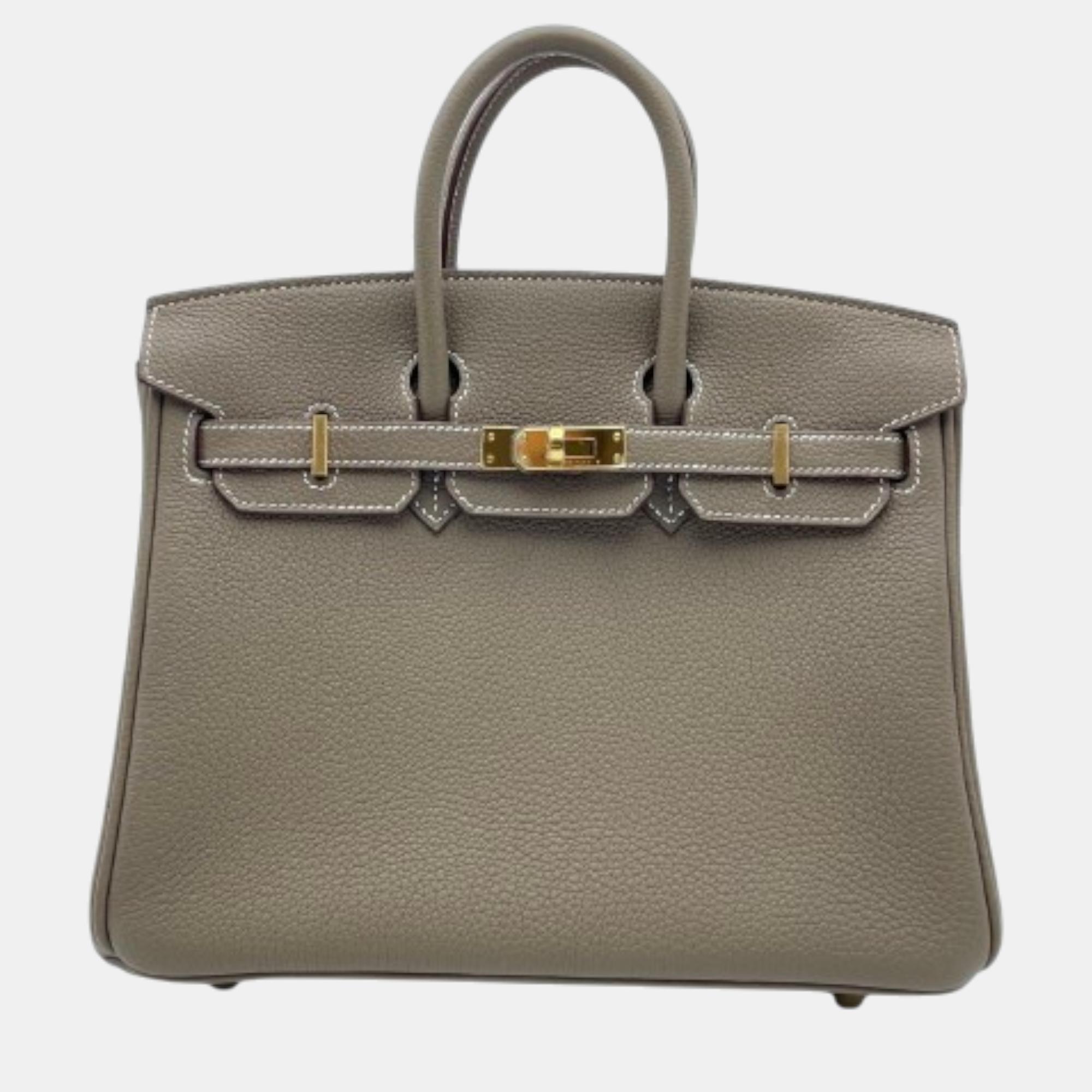 

Hermes Etoupe Togo Leather Birkin 25 Bag, Grey