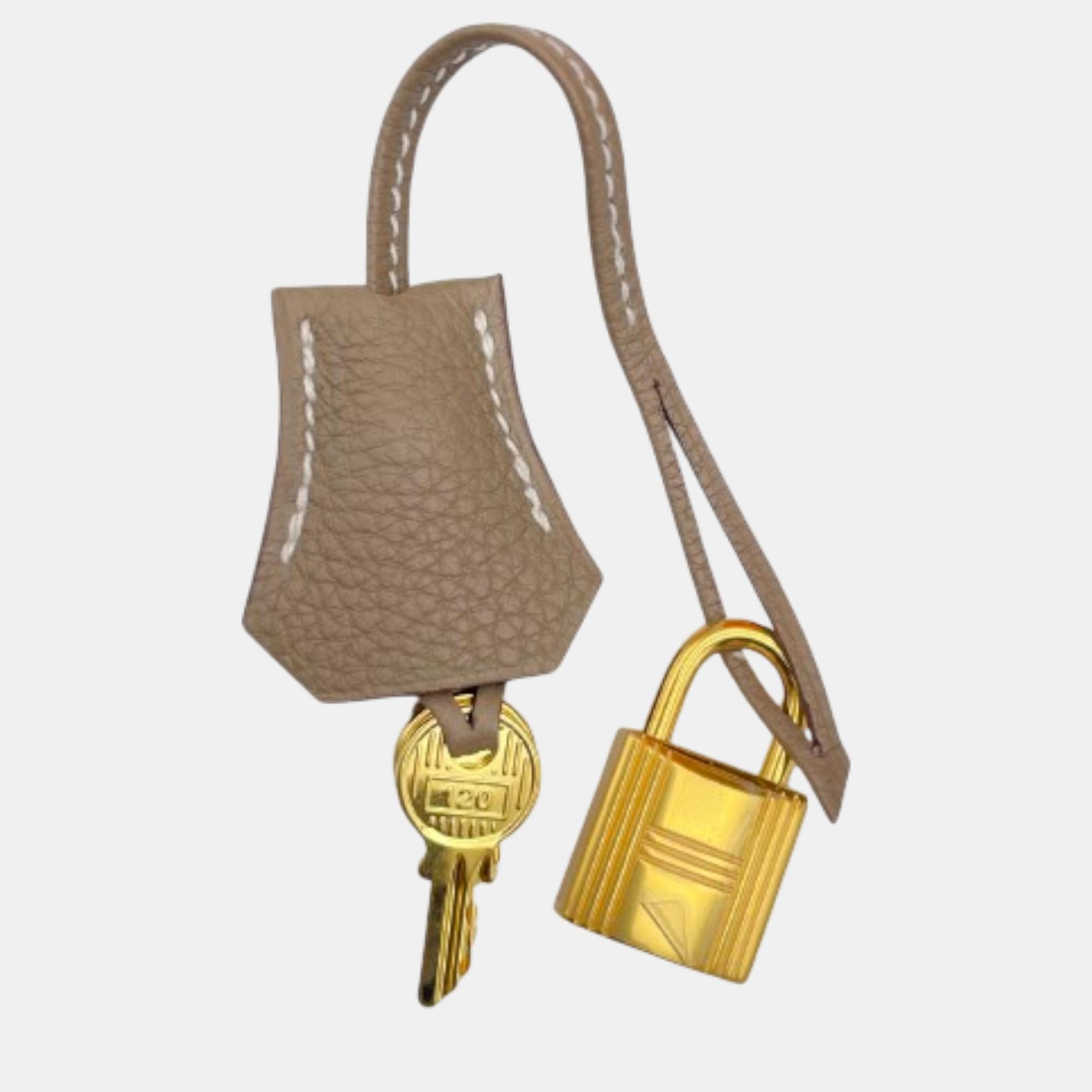 Hermes Etoupe Togo Leather Birkin 25 Bag 