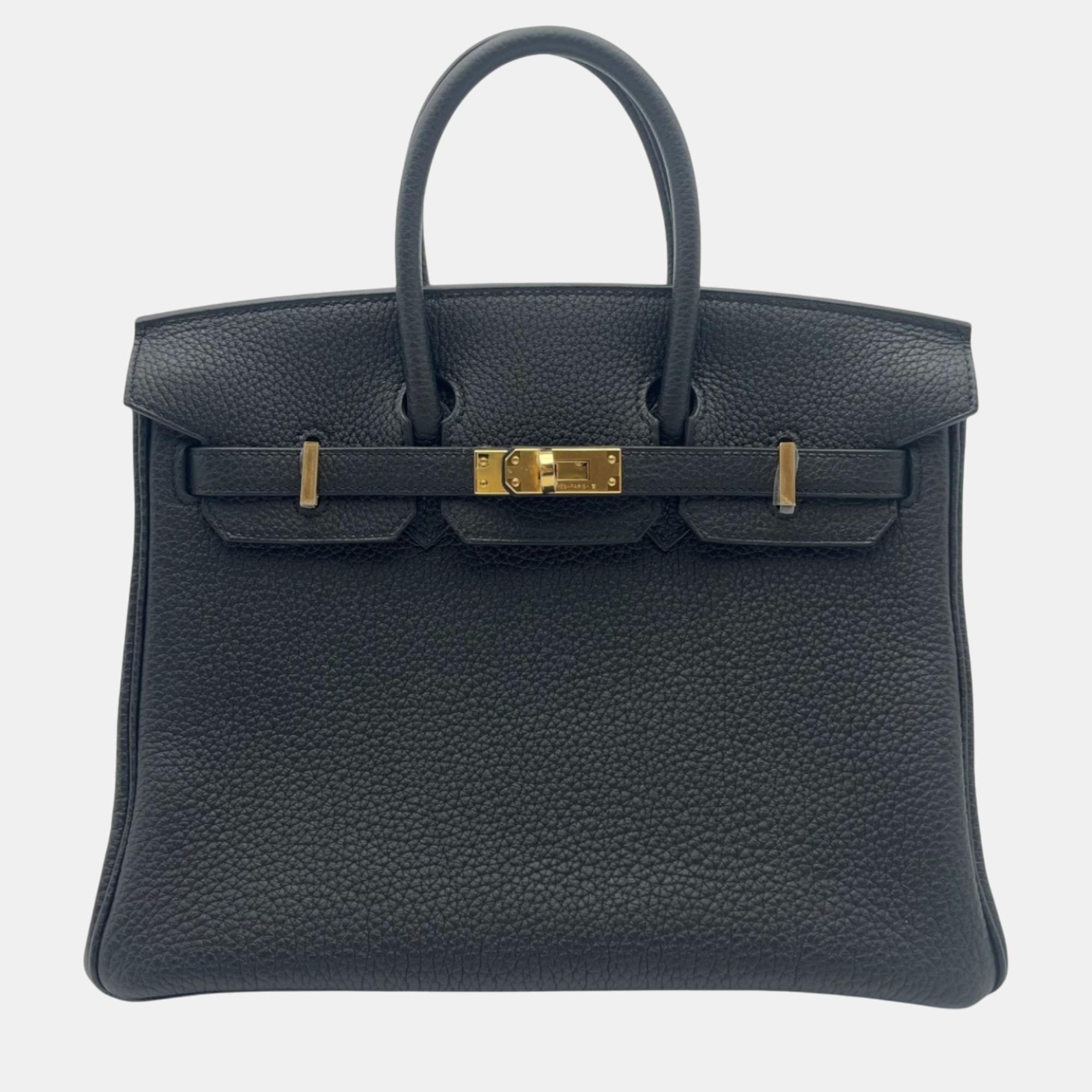 

Hermes Noir Togo Leather Birkin 25 Bag, Black